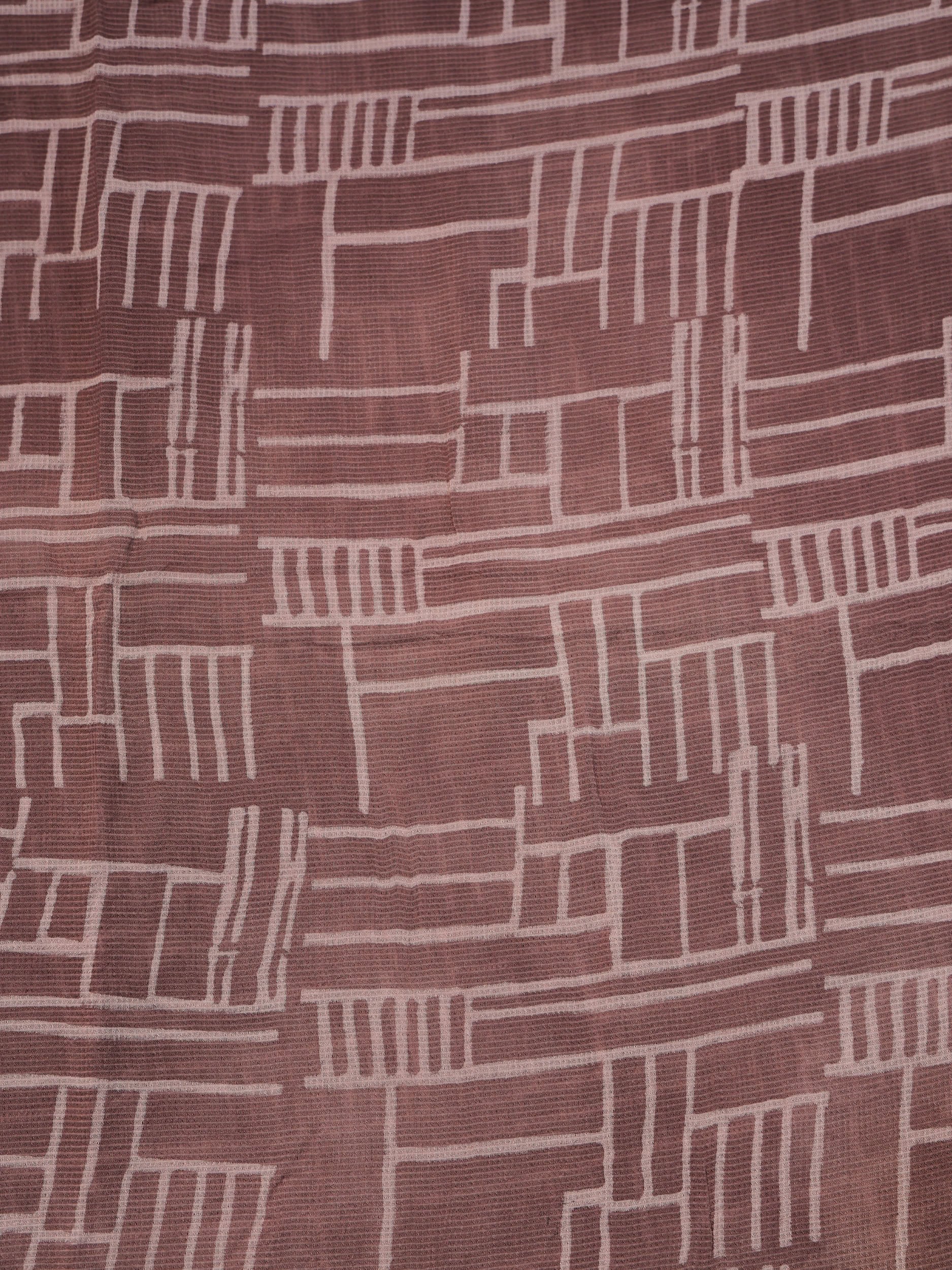 Coffee Ajrakh Hand Block Printed Net (Kota) Modal Silk Fabric | Natural Dyes
