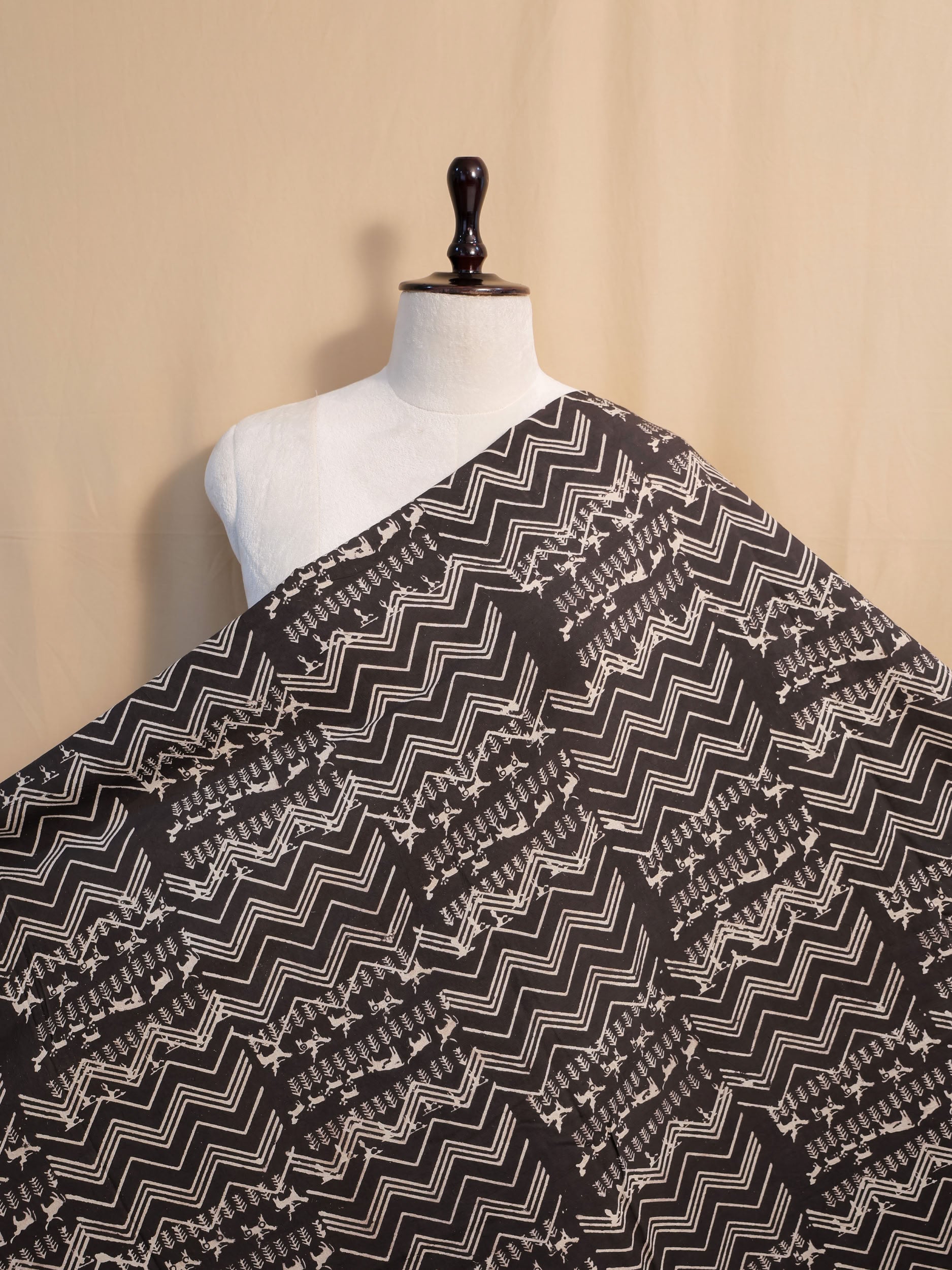 Ajrakh Hand Block Printed Cotton Fabric | Natural Dyes