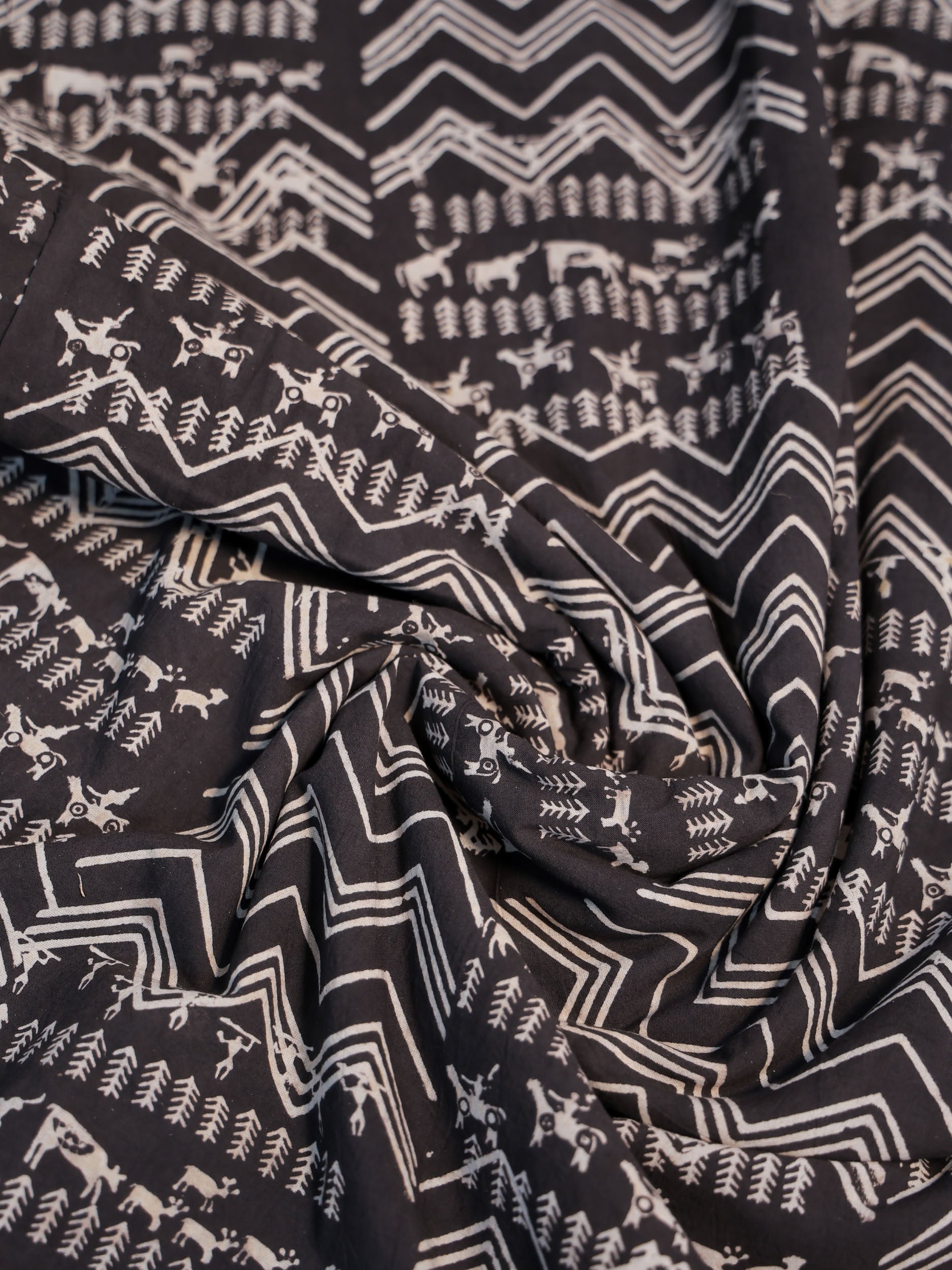 Ajrakh Hand Block Printed Cotton Fabric | Natural Dyes