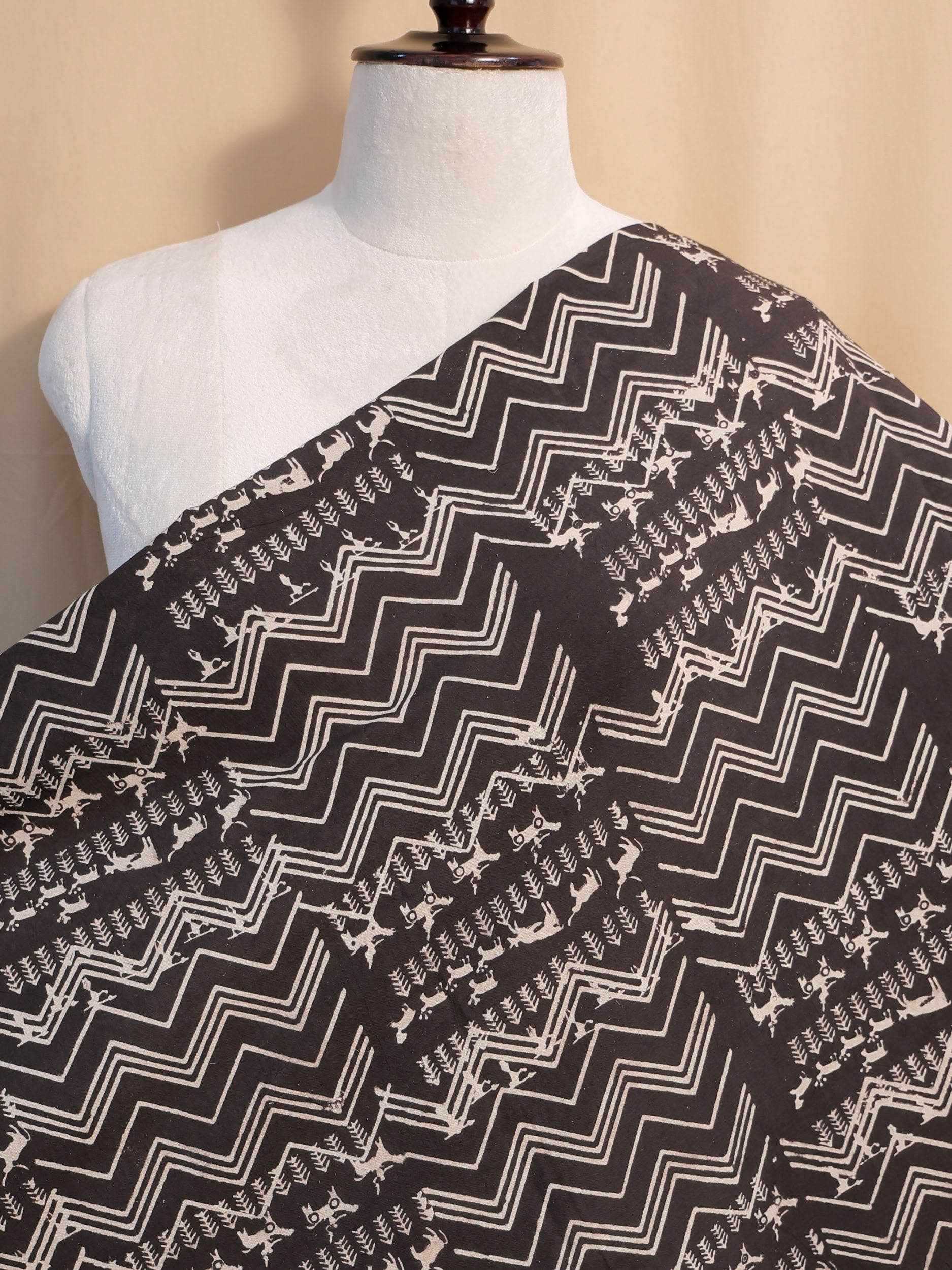 Ajrakh Hand Block Printed Cotton Fabric | Natural Dyes