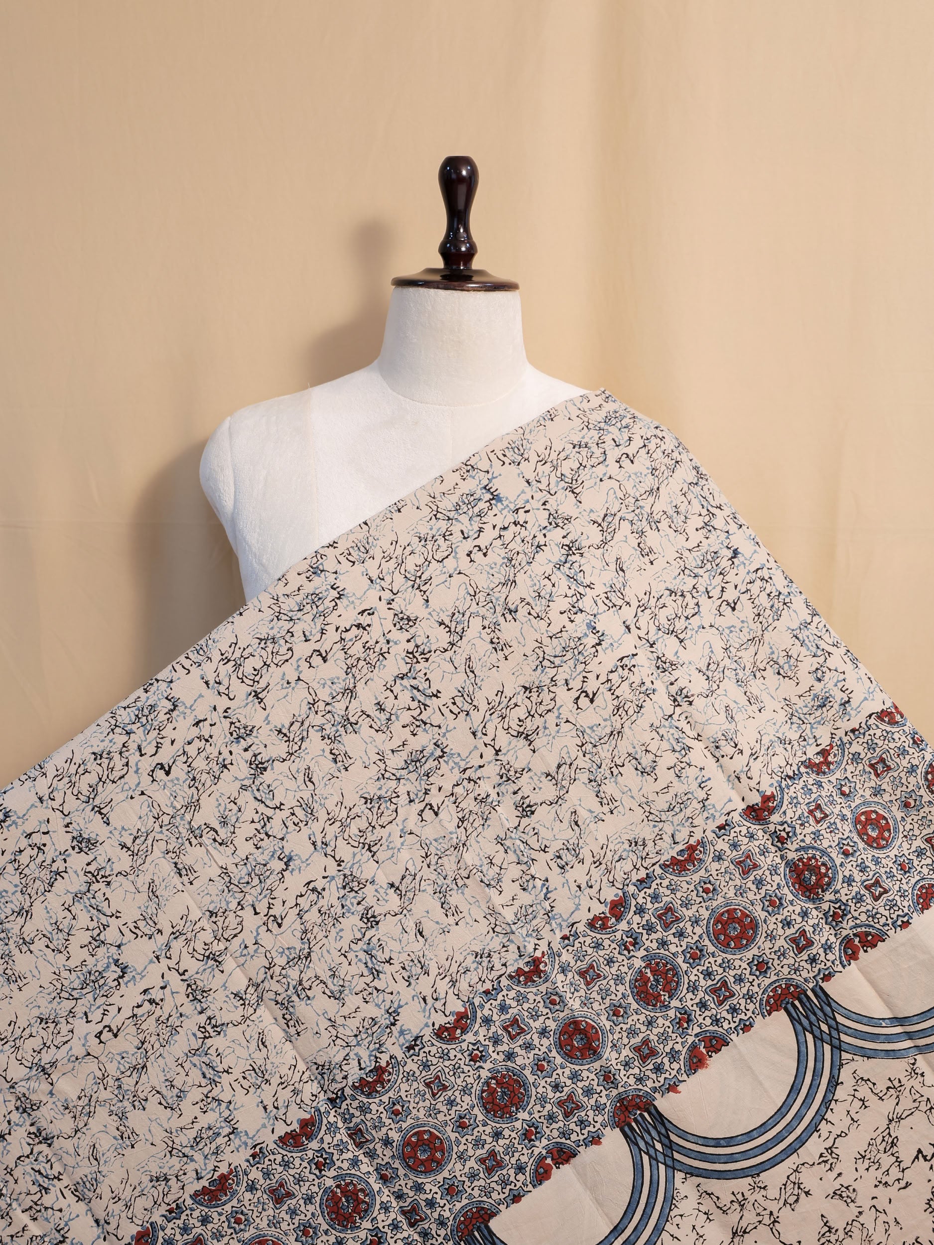 Ajrakh Hand Block Printed Cotton Fabric | Natural Dyes
