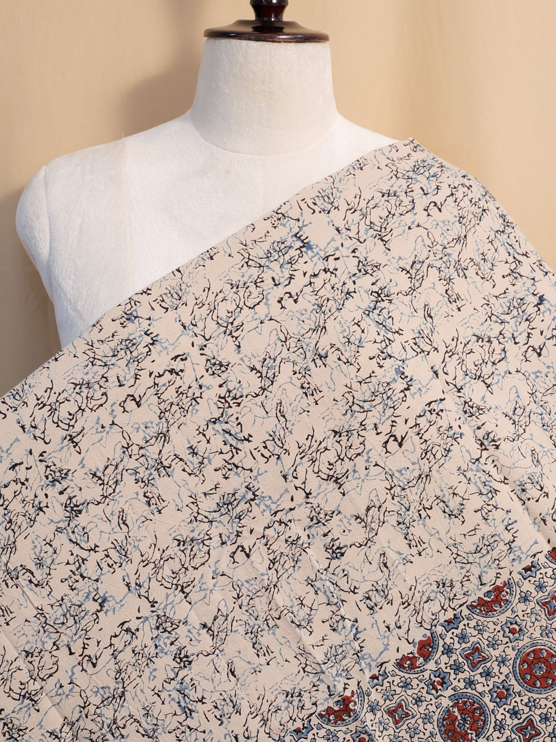 Ajrakh Hand Block Printed Cotton Fabric | Natural Dyes