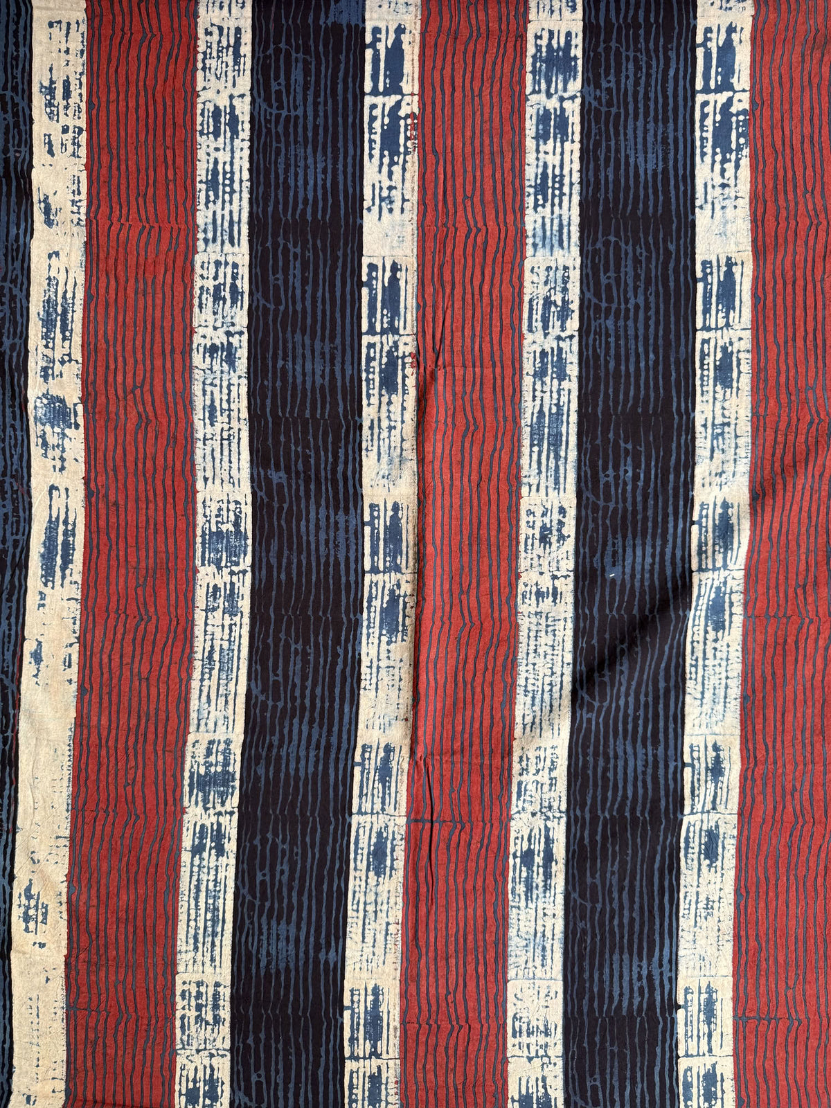 Blue Red Ajrakh Hand Block Printed Cotton Fabric | Natural Dyes