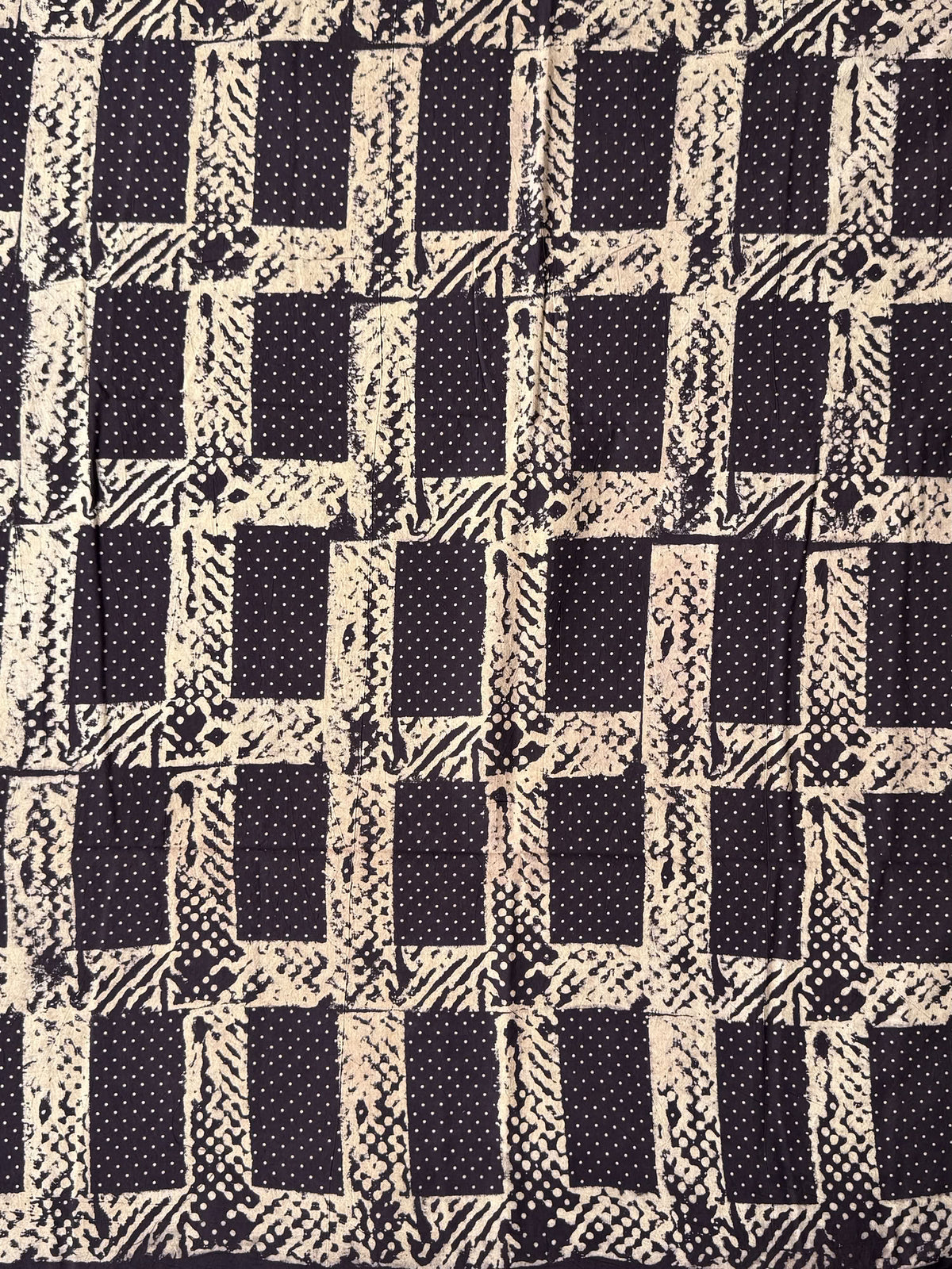 Coffee Ajrakh Hand Block Printed Cotton Fabric | Natural Dyes
