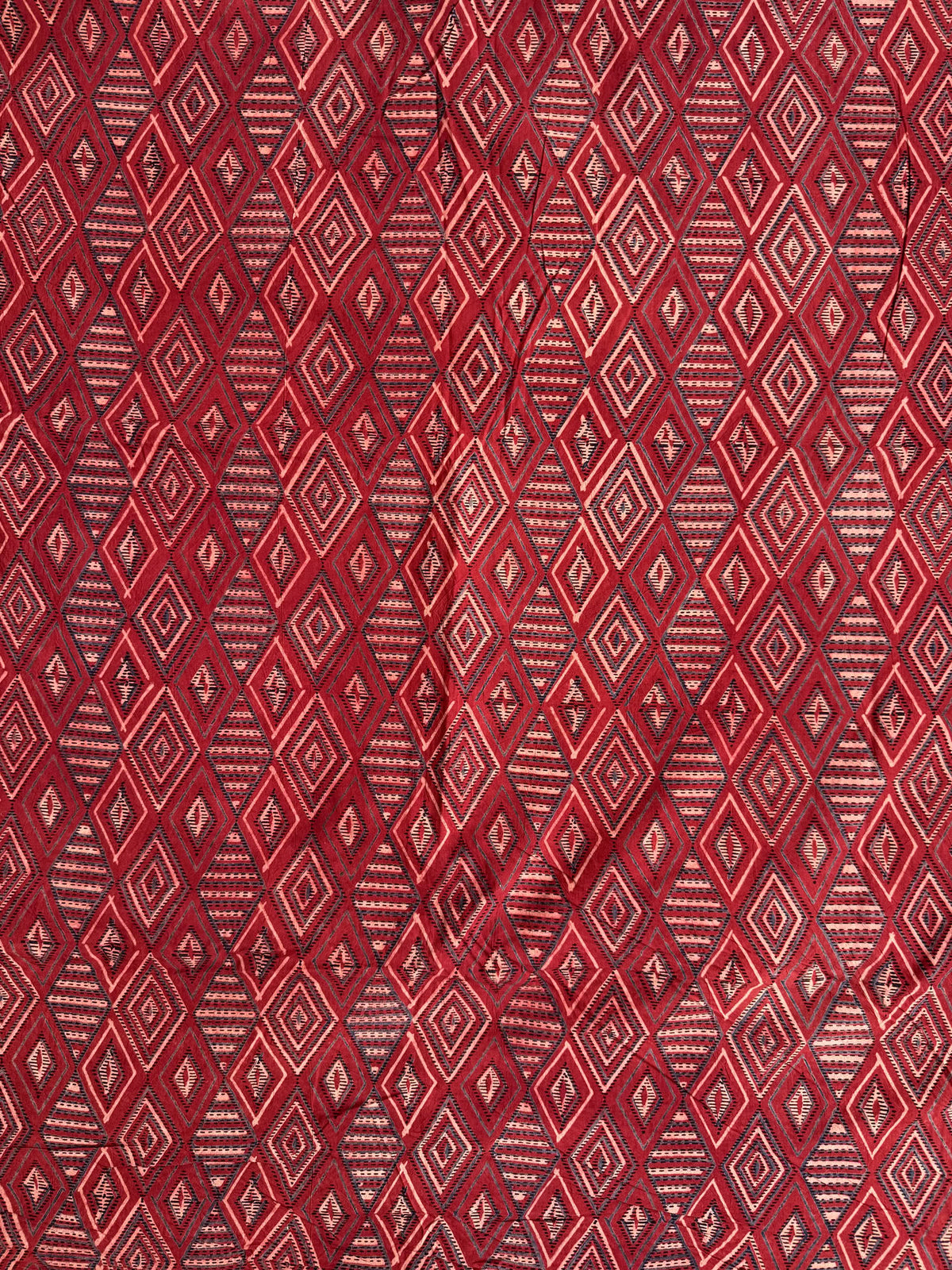 Red Ajrakh Hand Block Printed Cotton Fabric | Natural Dyes
