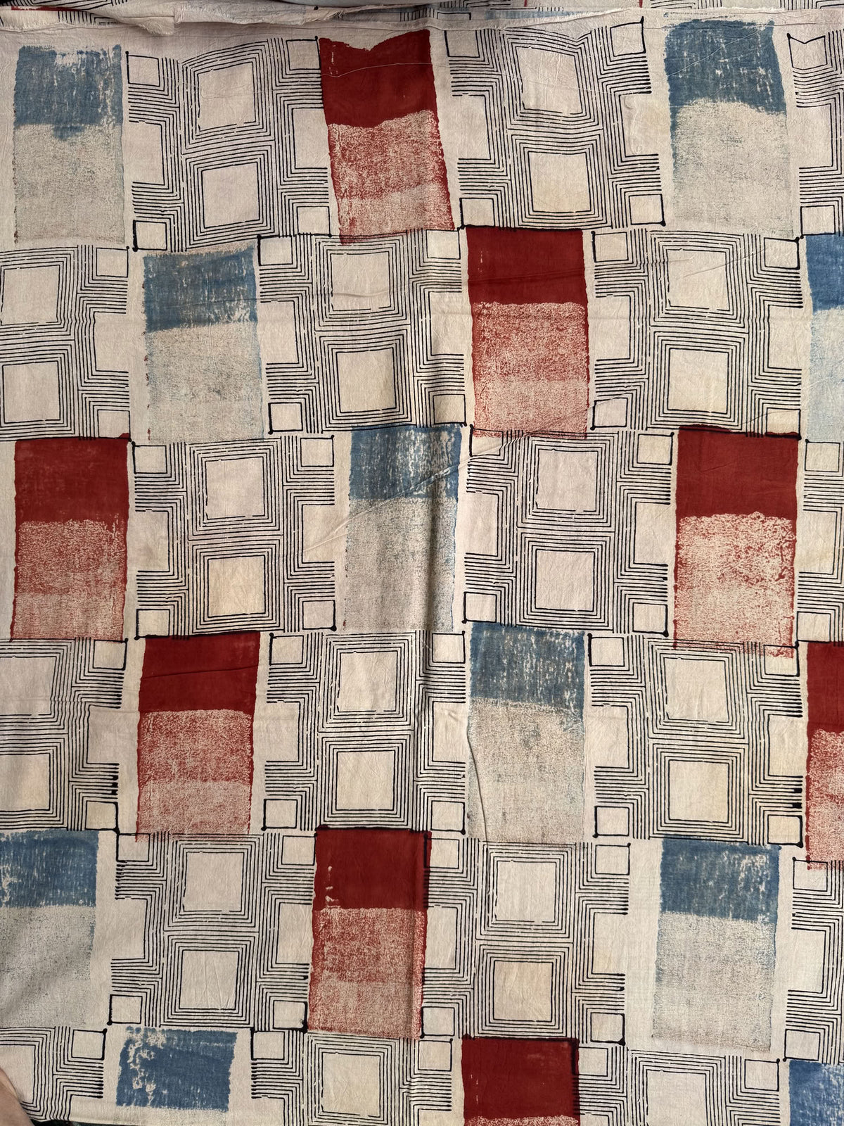 Multicolor Ajrakh Hand Block Printed Cotton Fabric | Natural Dyes