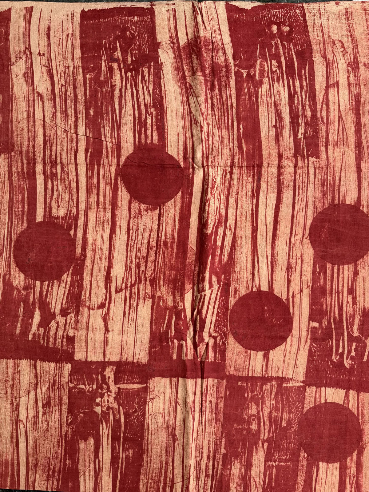 Peach Ajrakh Hand Block Printed Cotton Fabric | Natural Dyes