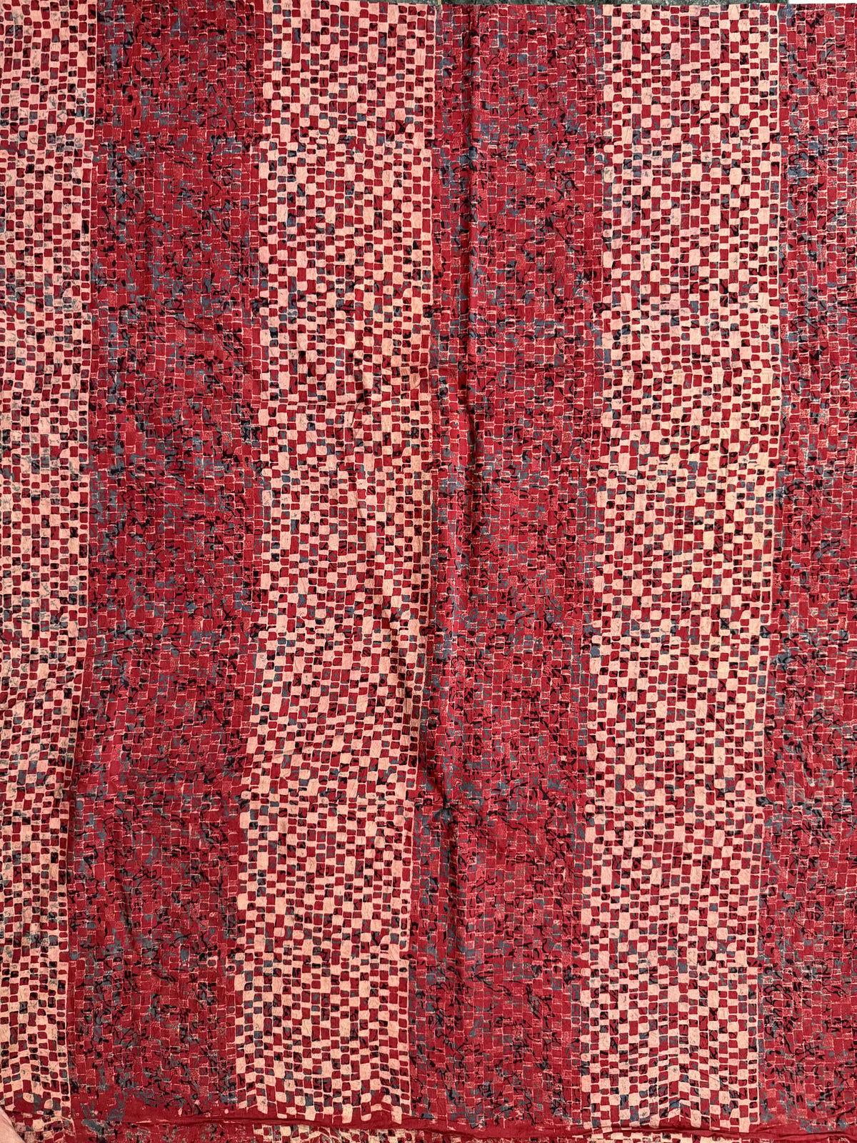 Red Ajrakh Hand Block Printed Cotton Fabric | Natural Dyes