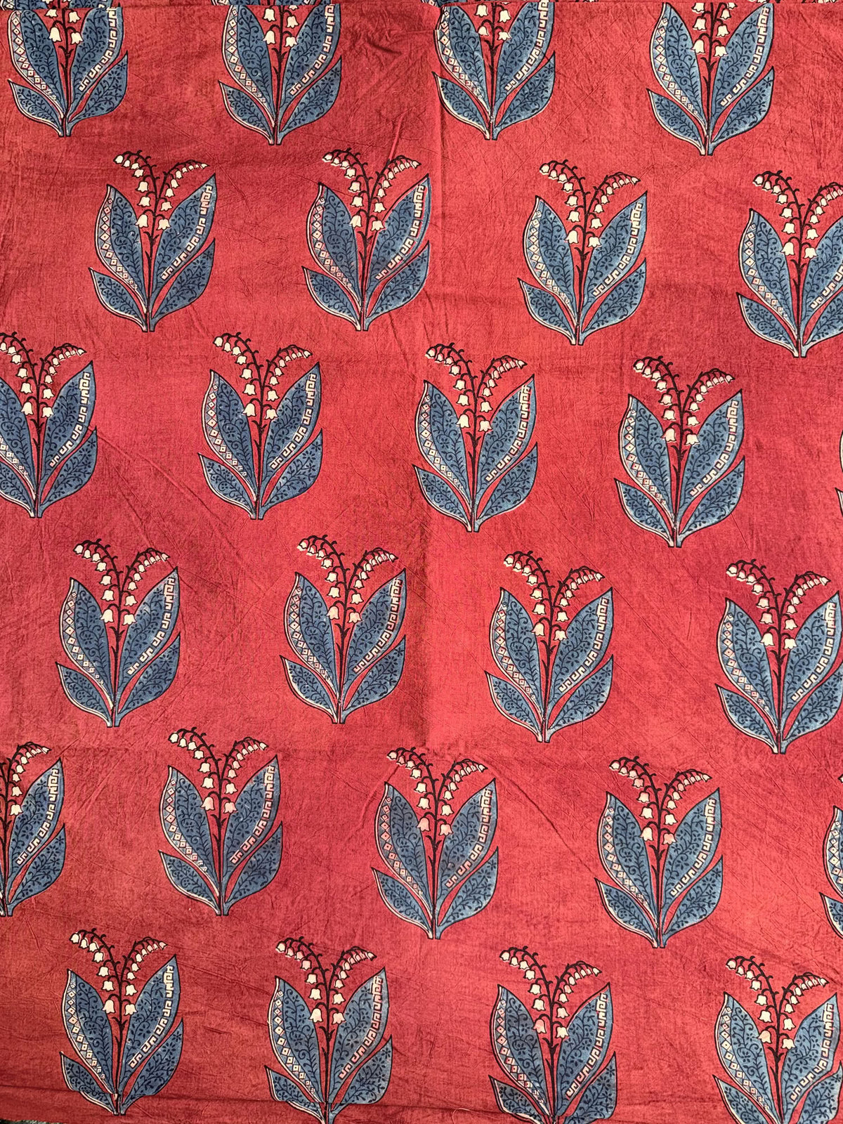 Red Ajrakh Hand Block Printed Cotton Fabric | Natural Dyes