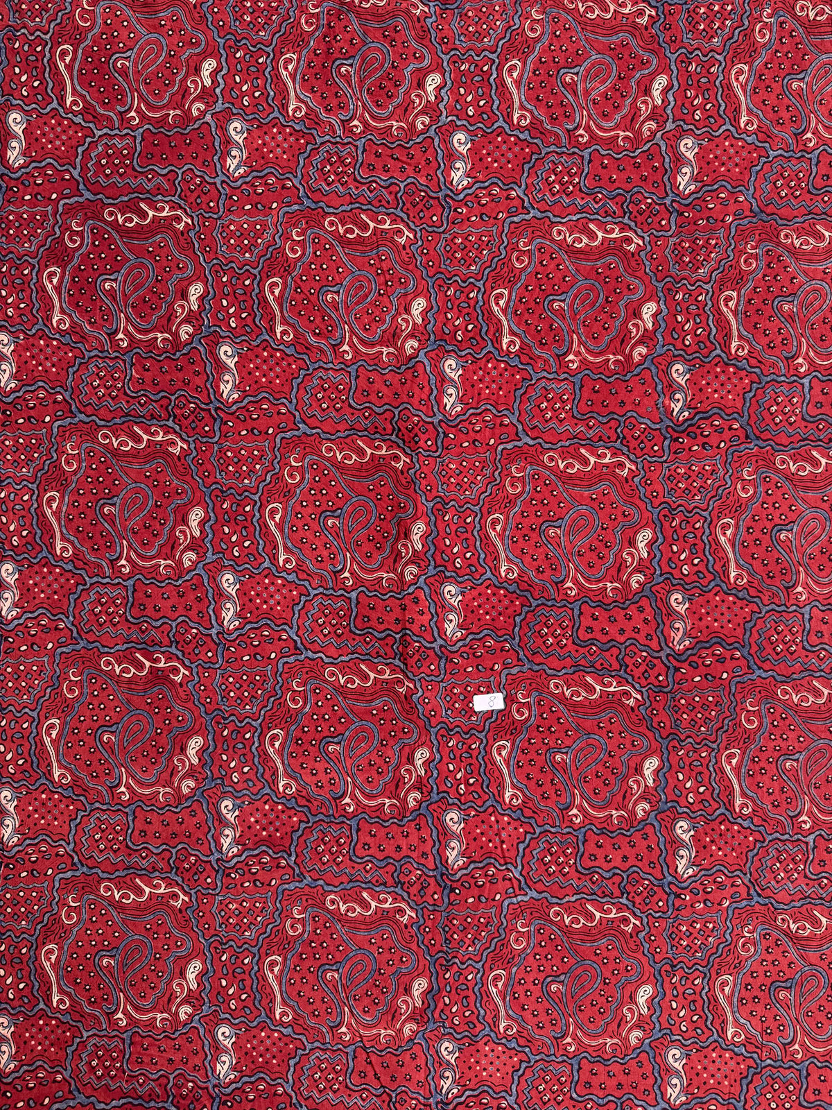 Red Ajrakh Hand Block Printed Cotton Fabric | Natural Dyes