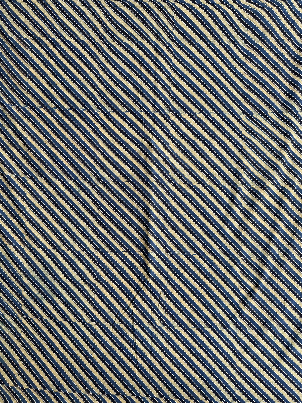 Striped Ajrakh Hand Block Printed Cotton Fabric | Natural Dyes