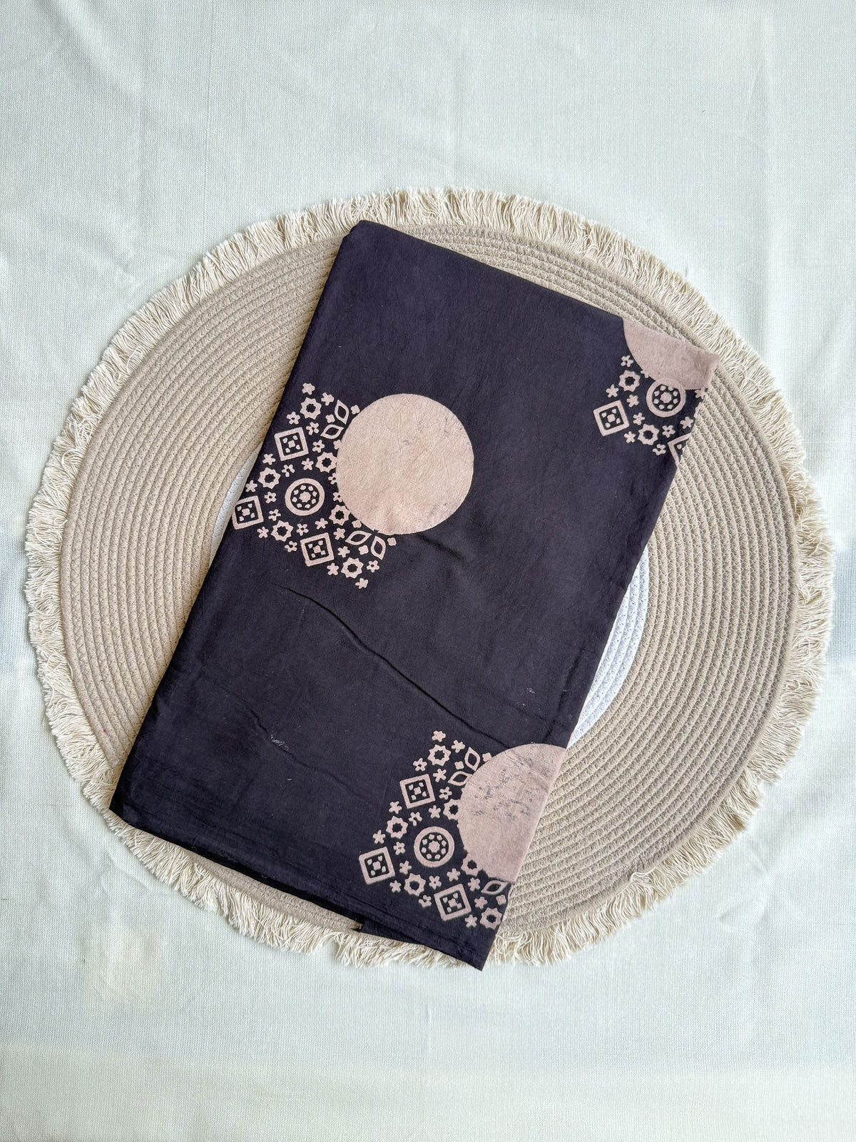 Ajrakh Hand Block Printed Cotton Fabric | Natural Dyes