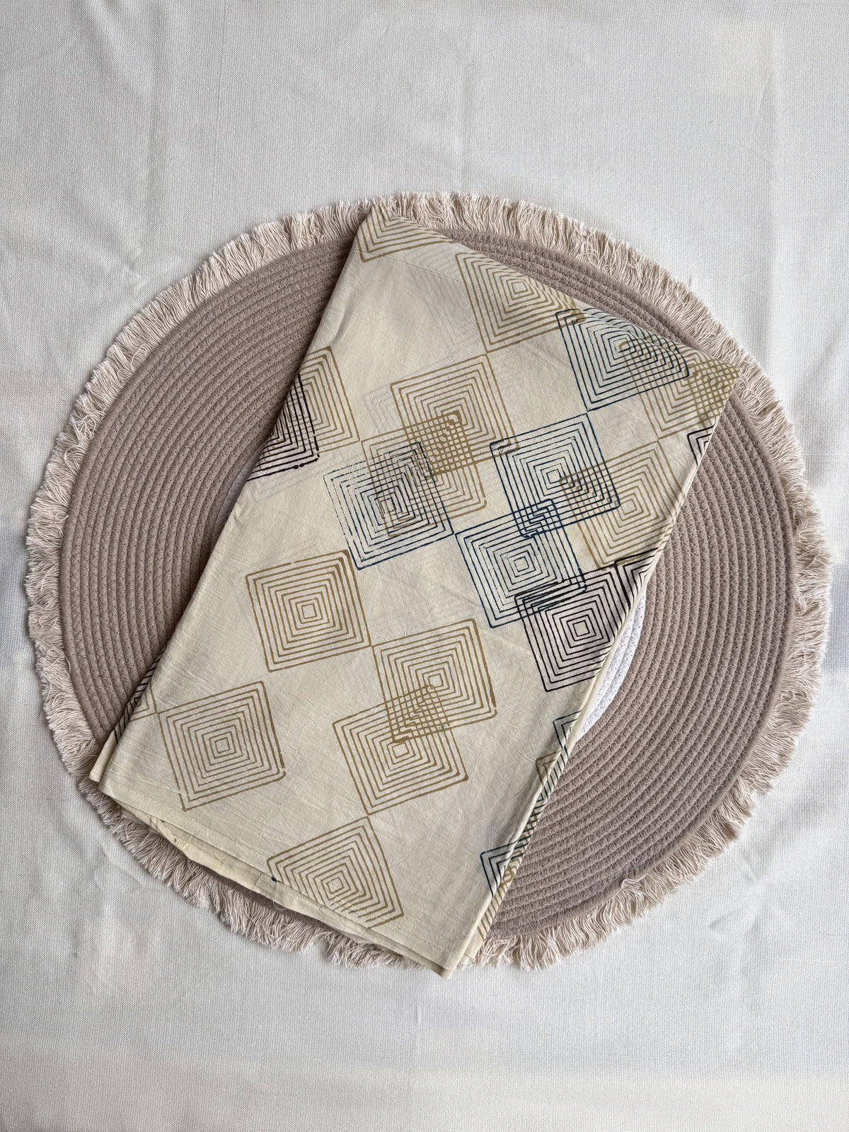 Ajrakh Hand Block Printed Cotton Fabric | Natural Dyes