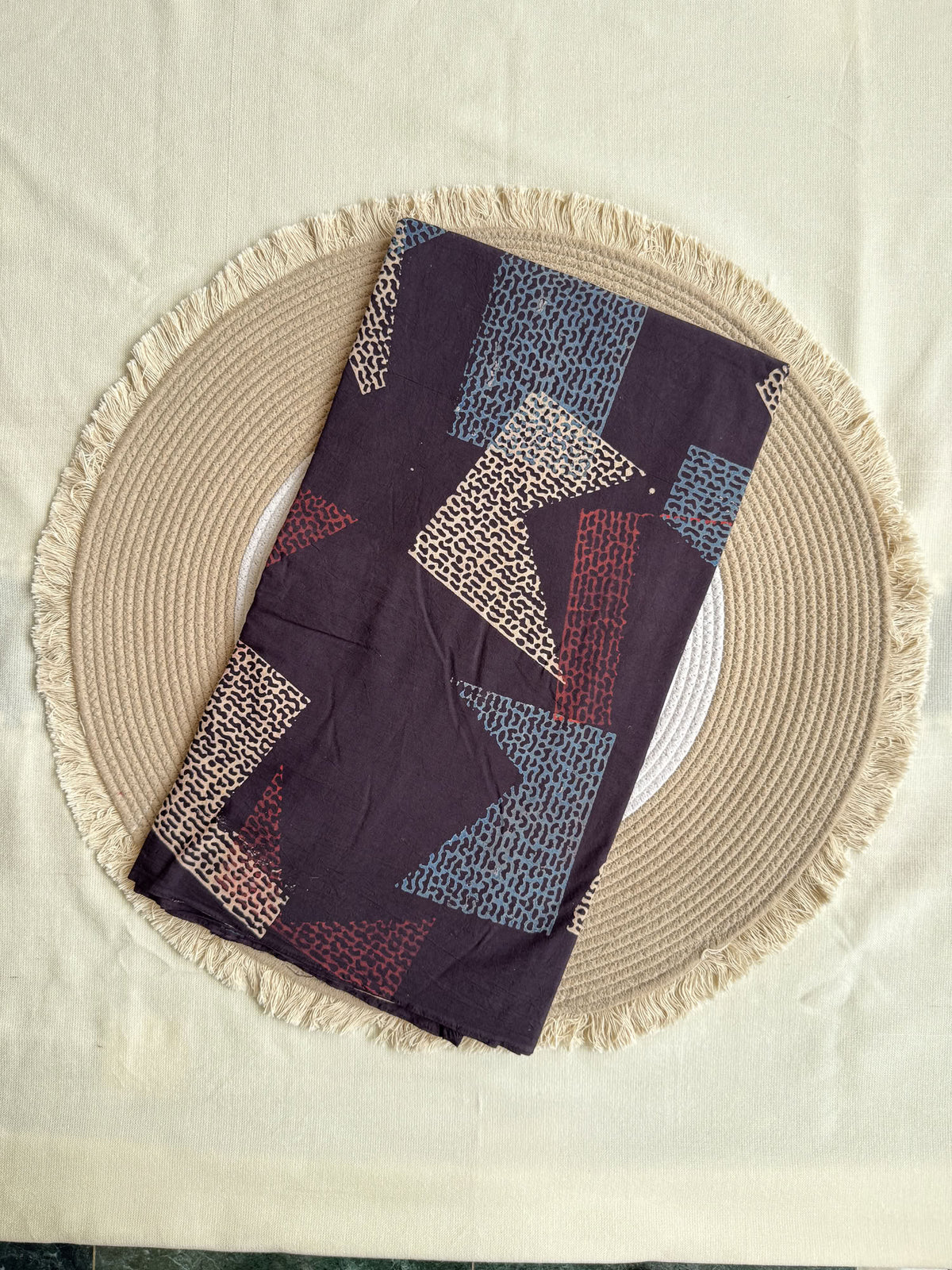 Ajrakh Hand Block Printed Cotton Fabric | Natural Dyes