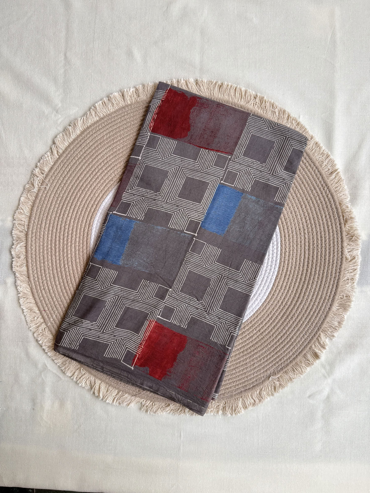 Ajrakh Hand Block Printed Cotton Fabric | Natural Dyes