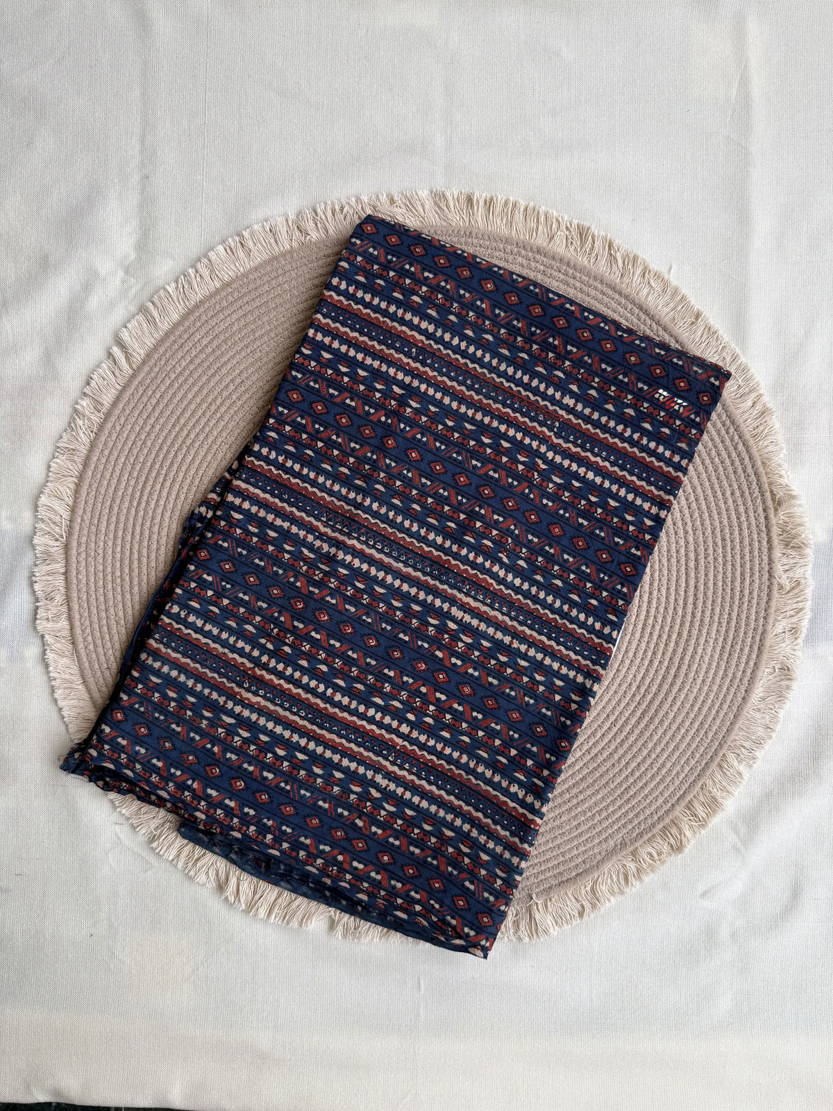 Blue Ajrakh Hand Block Printed Cotton Fabric | Natural Dyes