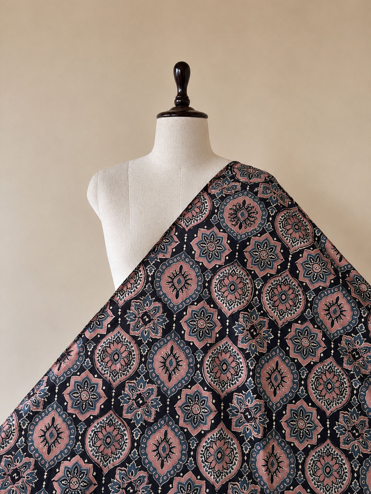 Ajrakh Hand Block Print Cotton Fabric | Natural Dyes