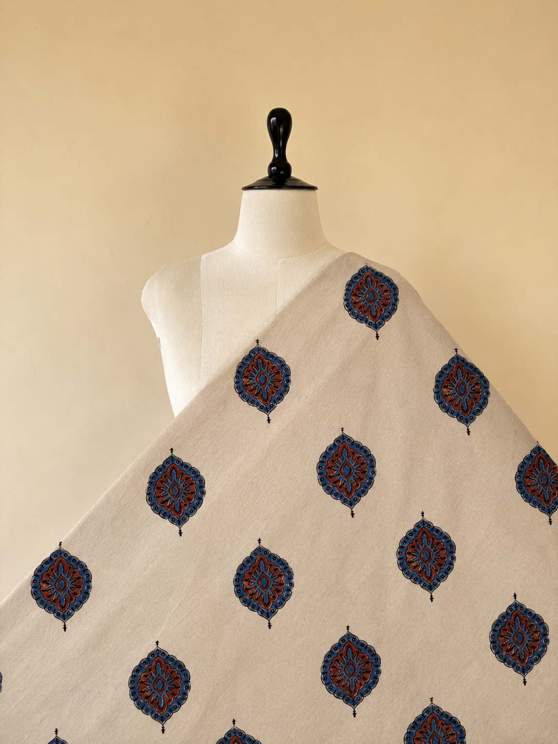Ajrakh Hand Block Printed Cotton Fabric | Natural Dyes