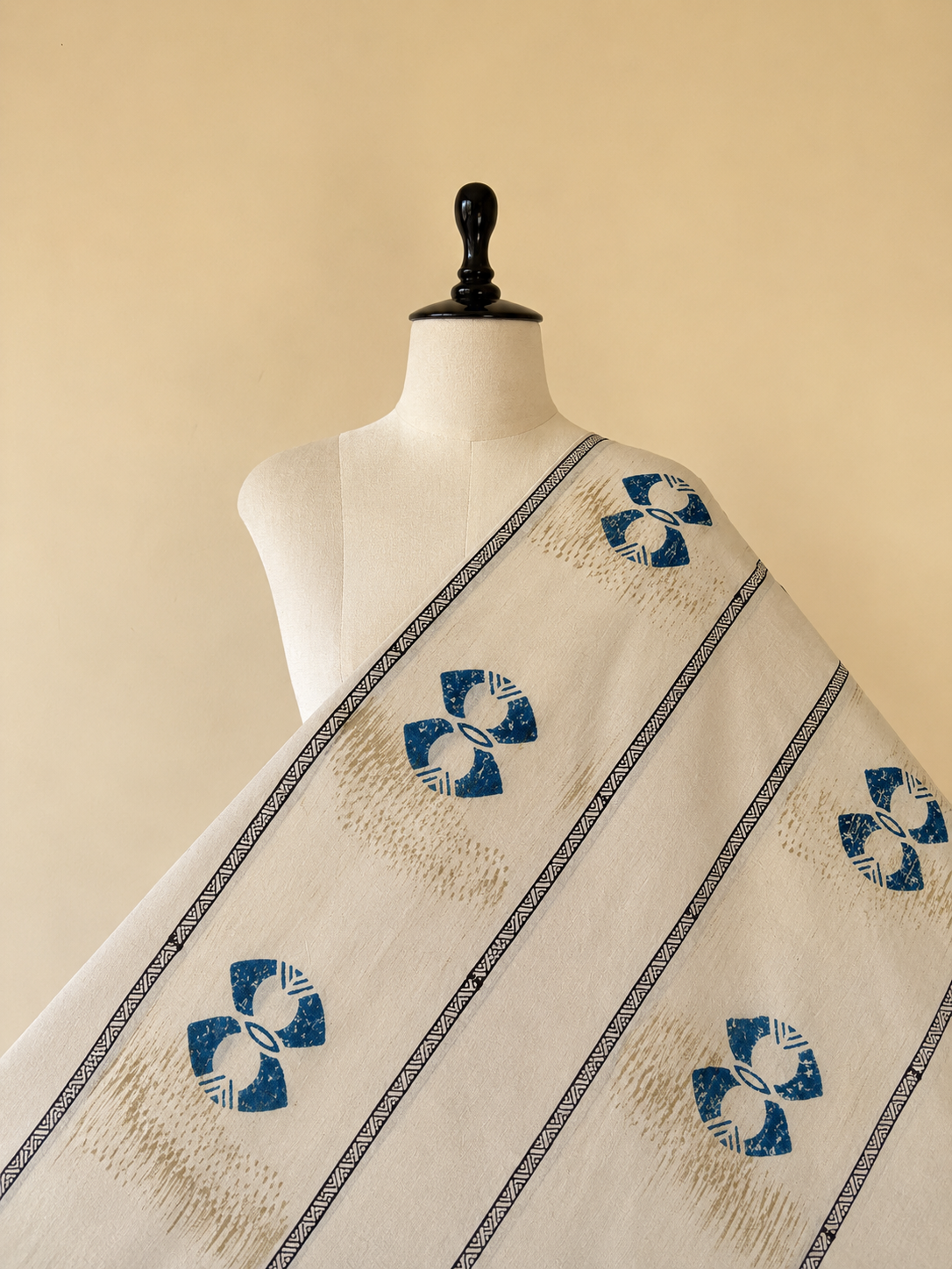 Ajrakh Hand Block Printed Cotton Fabric | Natural Dyes