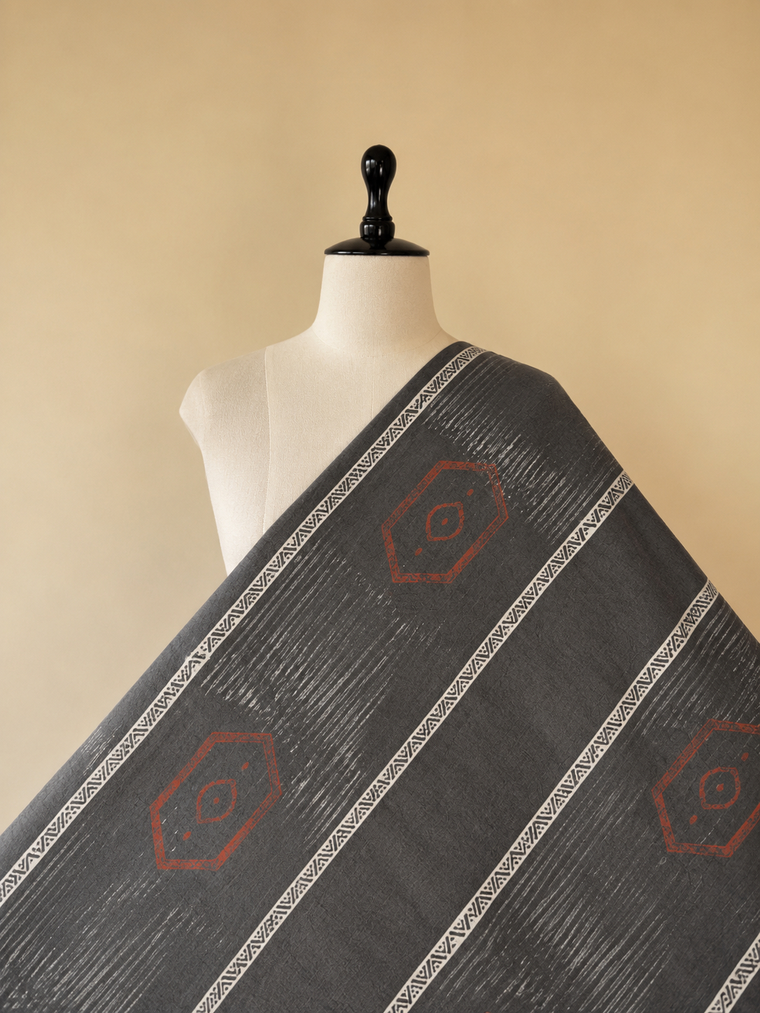 Ajrakh Hand Block Printed Cotton Fabric | Natural Dyes