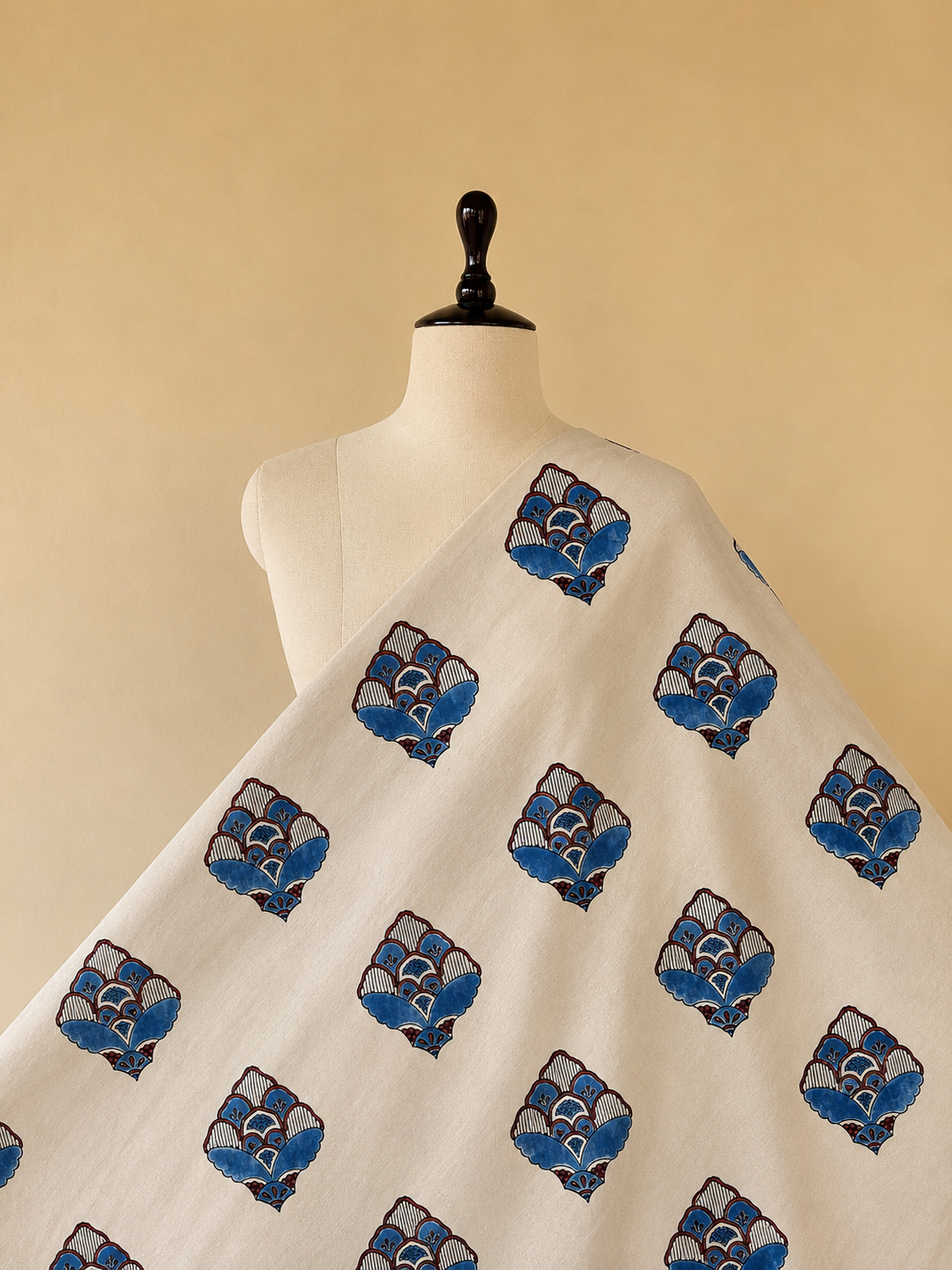Ajrakh Hand Block Printed Cotton Fabric | Natural Dyes