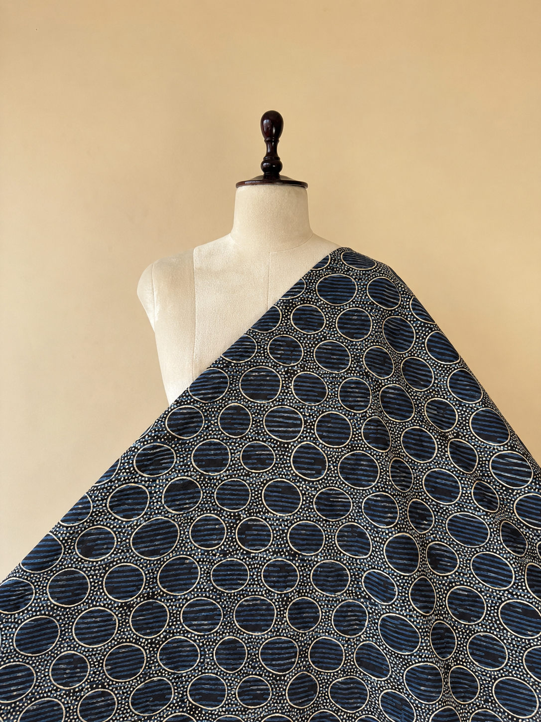 Blue Ajrakh Hand Block Print Cotton Fabric | Natural Dyes