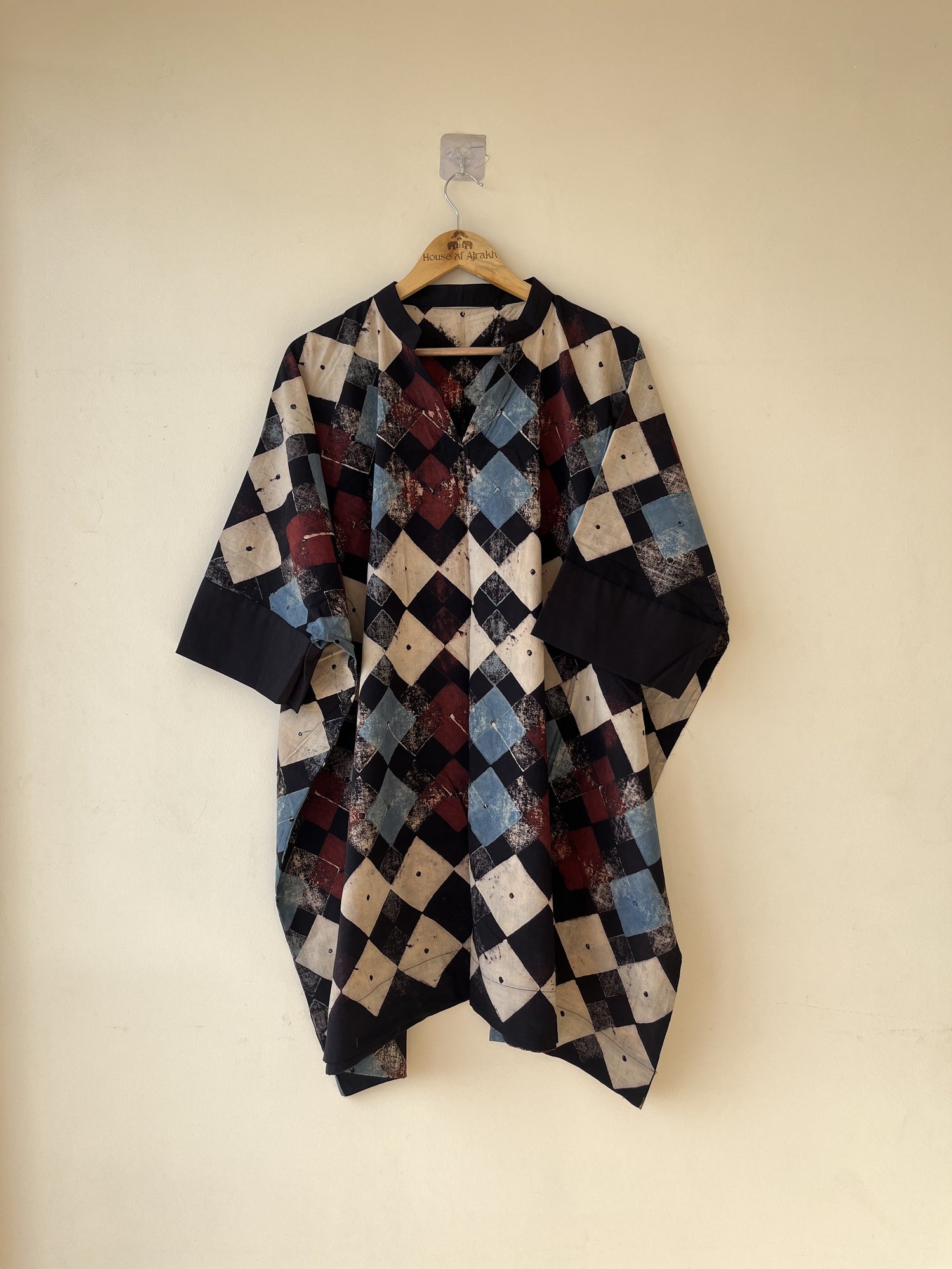 Multicolor Ajrakh Hand Block Printed Cotton Kaftan | Natural Dyes