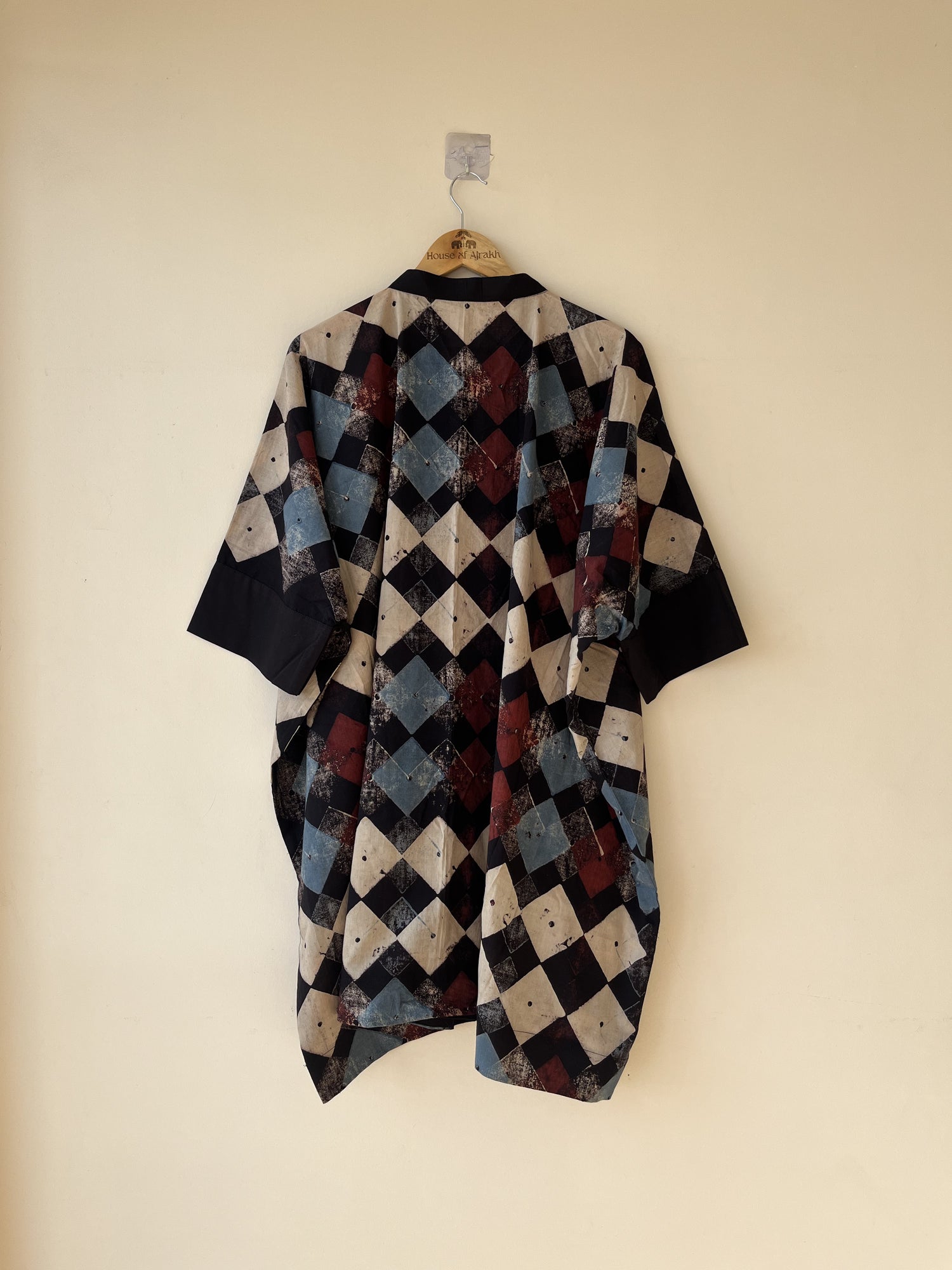 Multicolor Ajrakh Hand Block Printed Cotton Kaftan | Natural Dyes