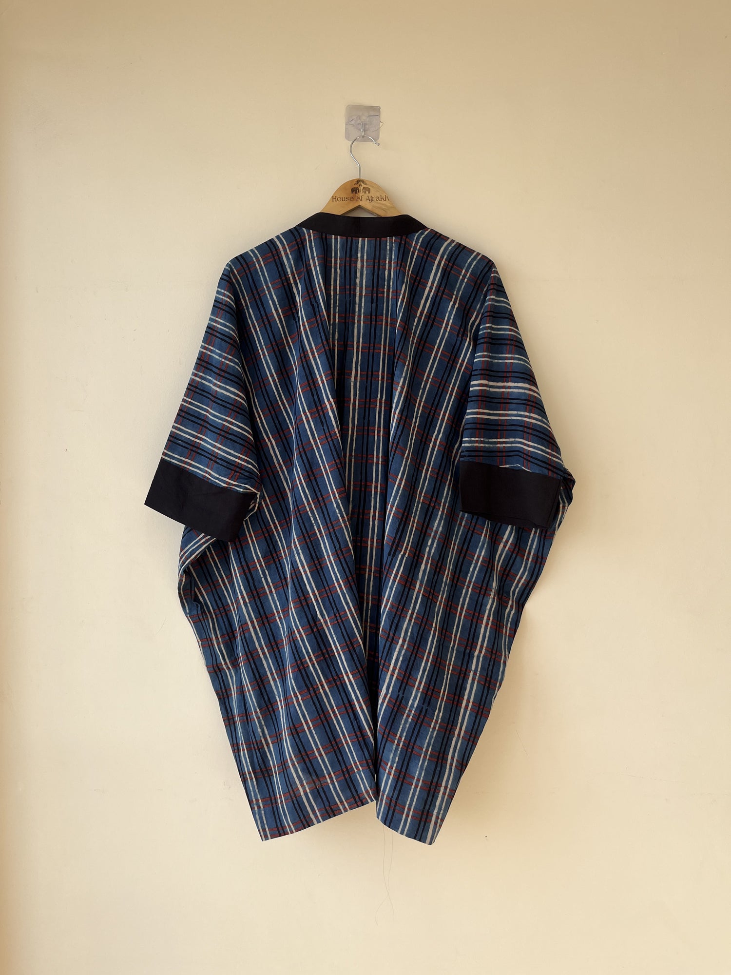 Blue Ajrakh Hand Block Printed Cotton Kaftan | Natural Dyes