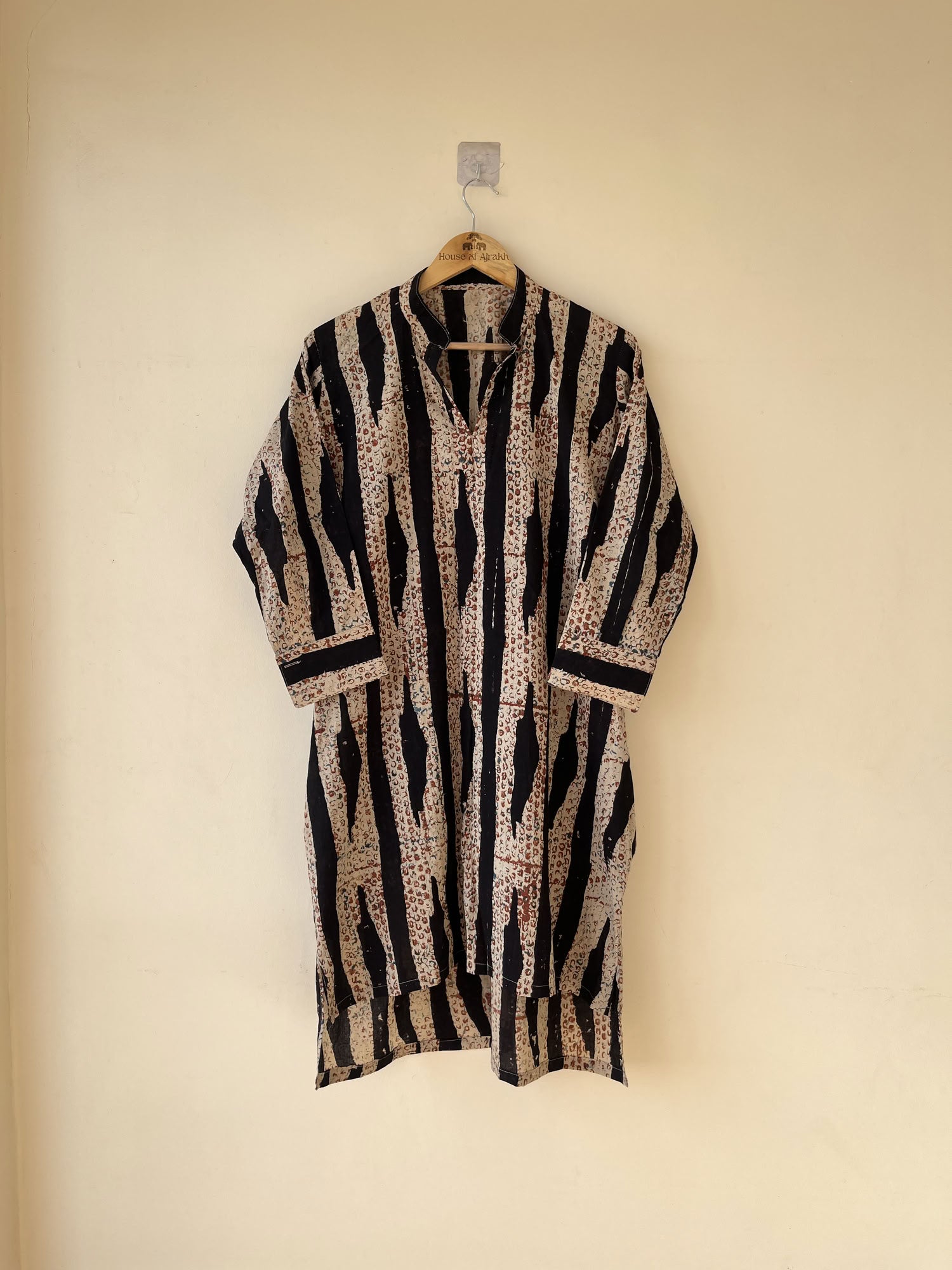 Black Ajrakh Hand Block Printed Cotton Kurtis | Natural Dyes