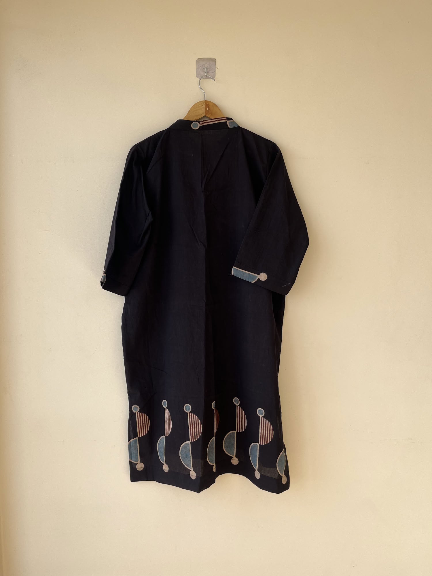 Black Ajrakh Hand Block Printed Cotton Kurtis | Natural Dyes