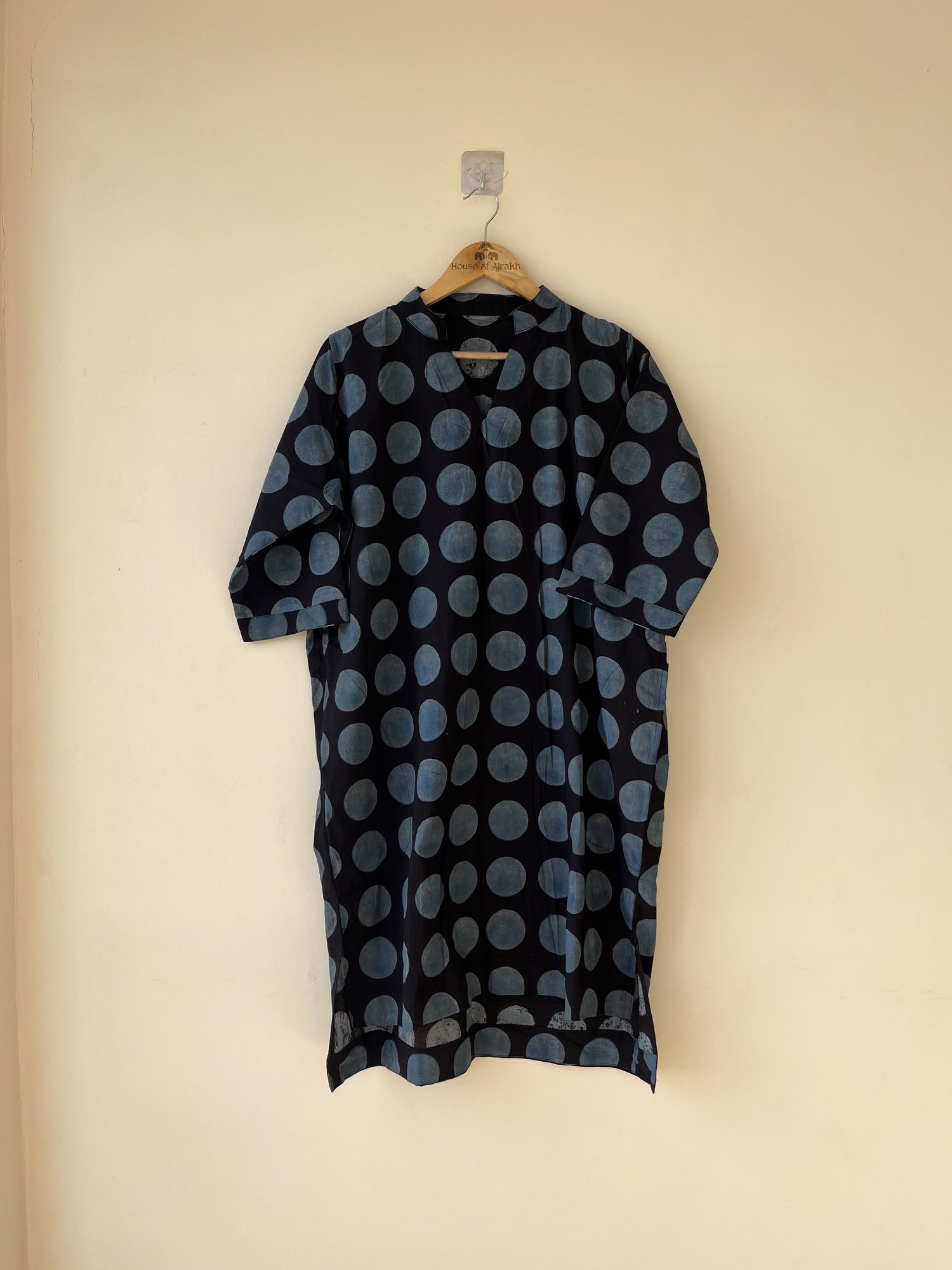 Blue Ajrakh Hand Block Printed Cotton Kurtis | Natural Dyes