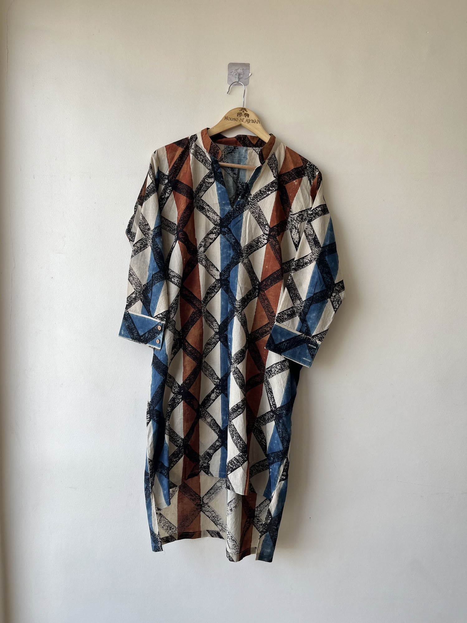 Multicolor Ajrakh Hand Block Printed Cotton Kurtis | Natural Dyes