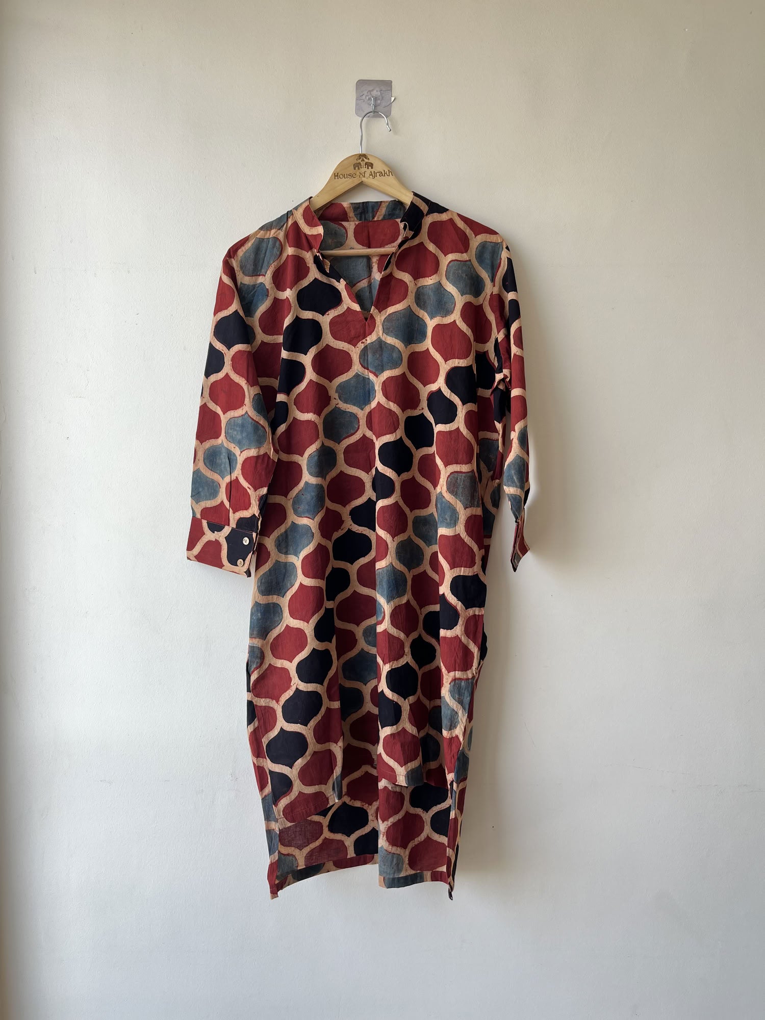 Multicolor Ajrakh Hand Block Printed Cotton Kurtis | Natural Dyes