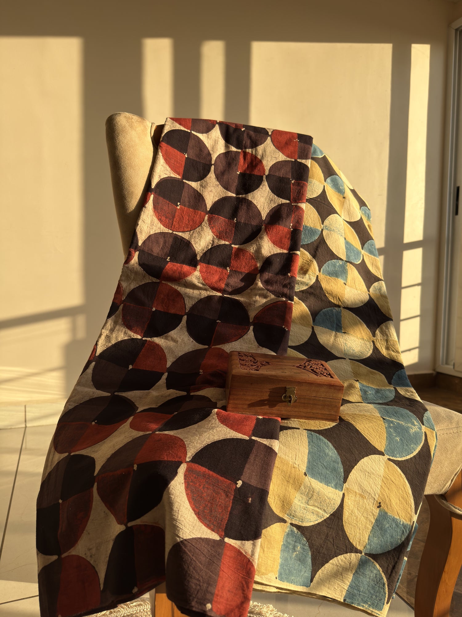 Red Ajrakh Hand Block Print Cotton Fabric | Natural Dyes