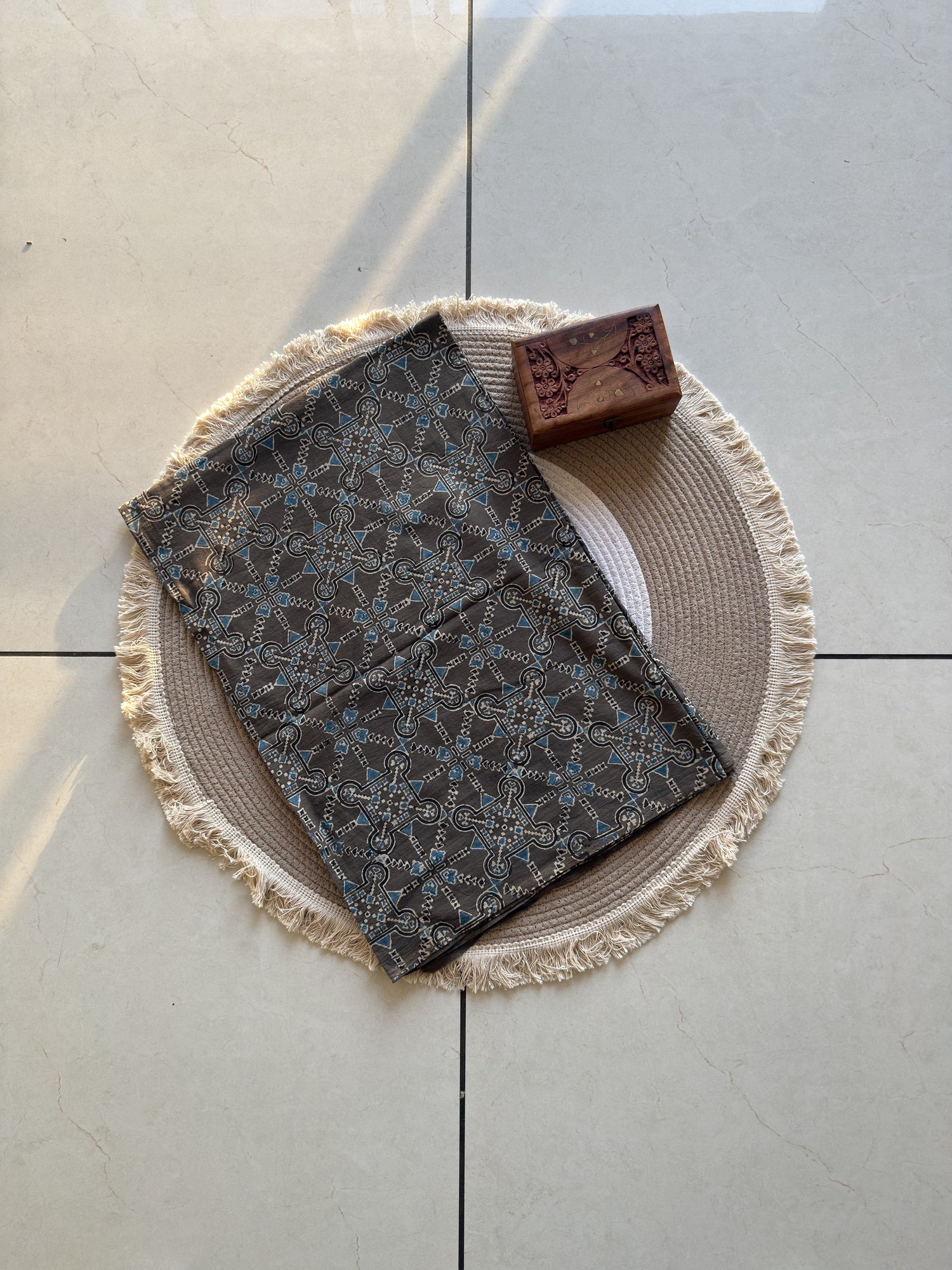 Ajrakh Hand Block Print Cotton Fabric | Natural Dyes