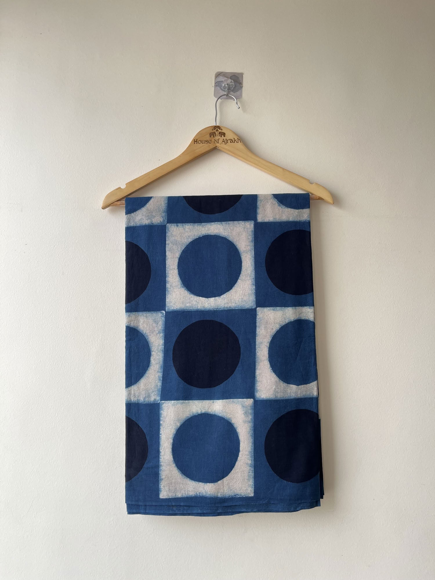 Black Blue Ajrakh Hand Block Print Cotton Fabric | Natural Dyes