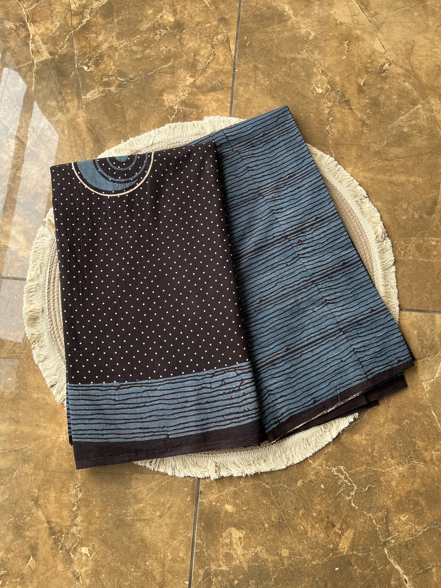 Ajrakh Hand Block Printed Cotton Fabric | Natural Dyes