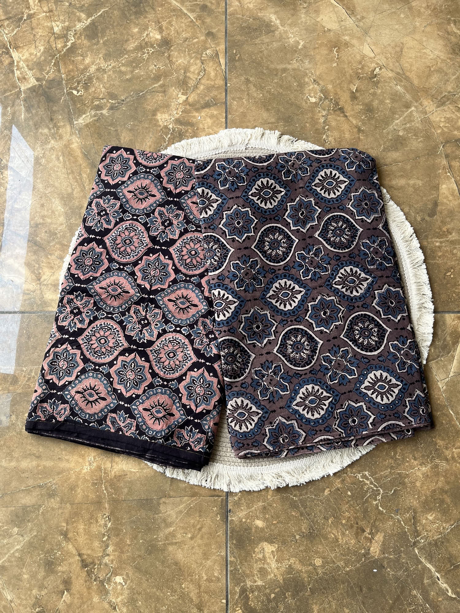 Ajrakh Hand Block Print Cotton Fabric | Natural Dyes
