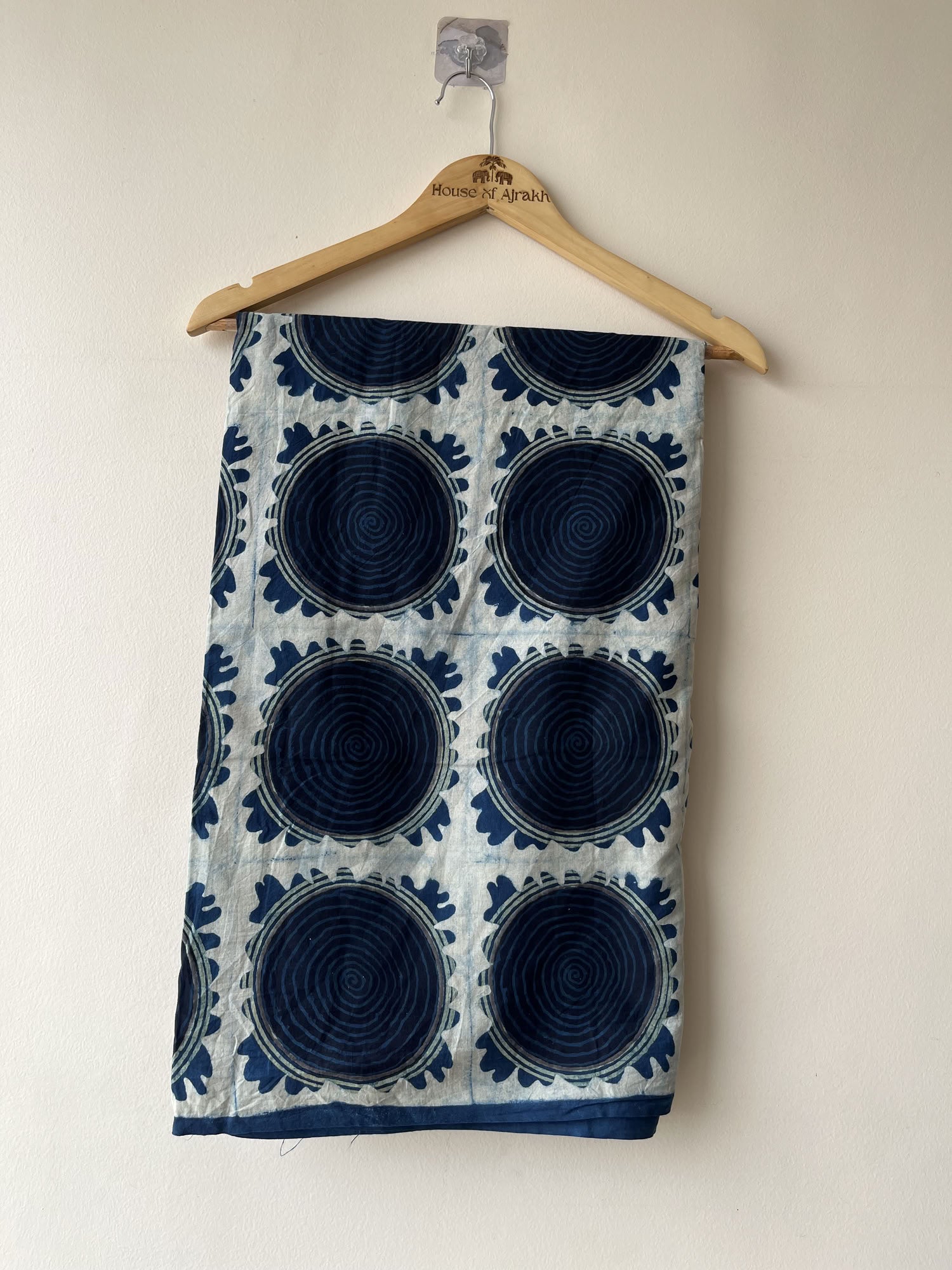 Blue Ajrakh Hand Block Print Cotton Fabric | Natural Dyes