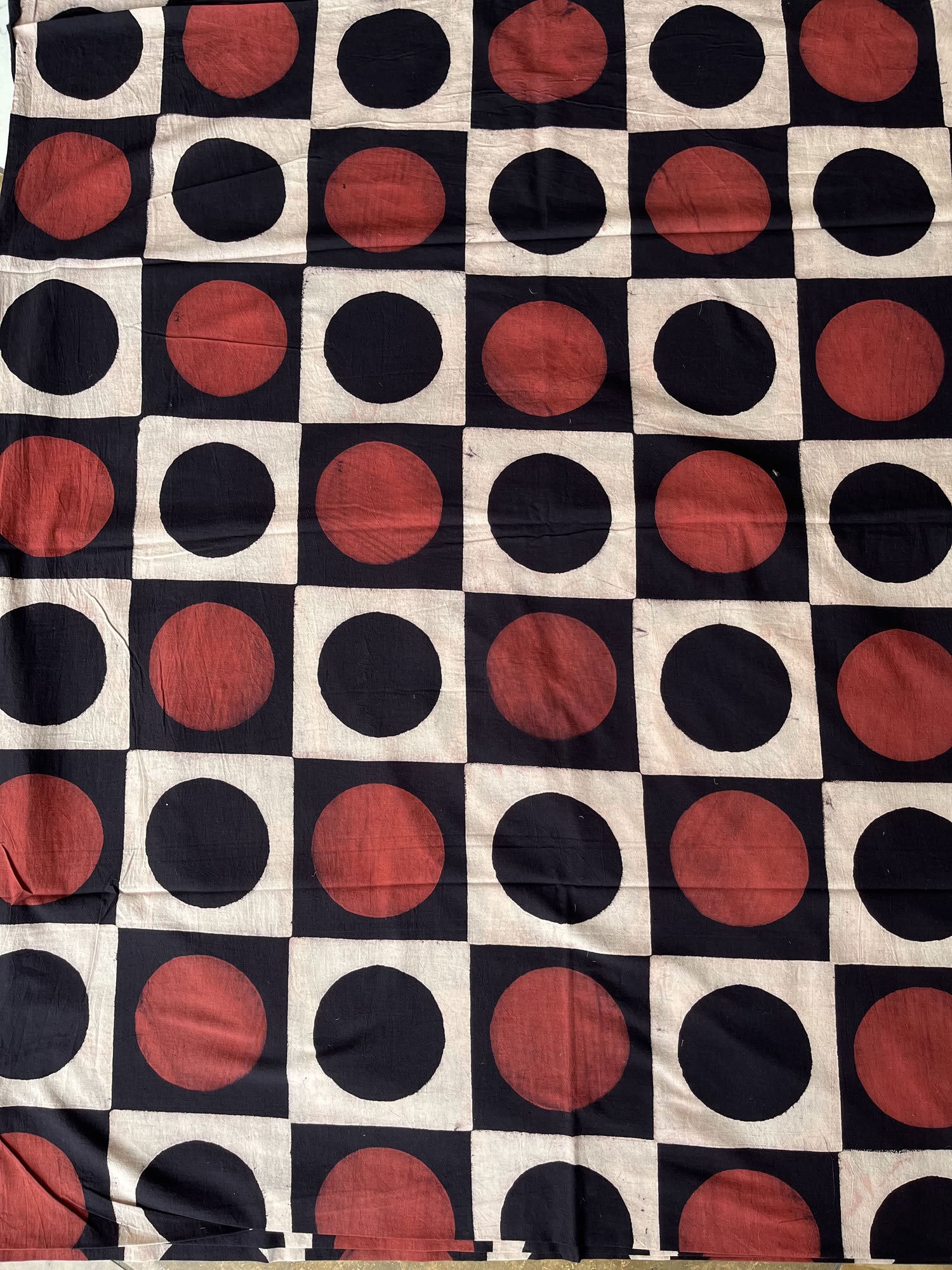 Black Red Ajrakh Hand Block Print Cotton Fabric | Natural Dyes