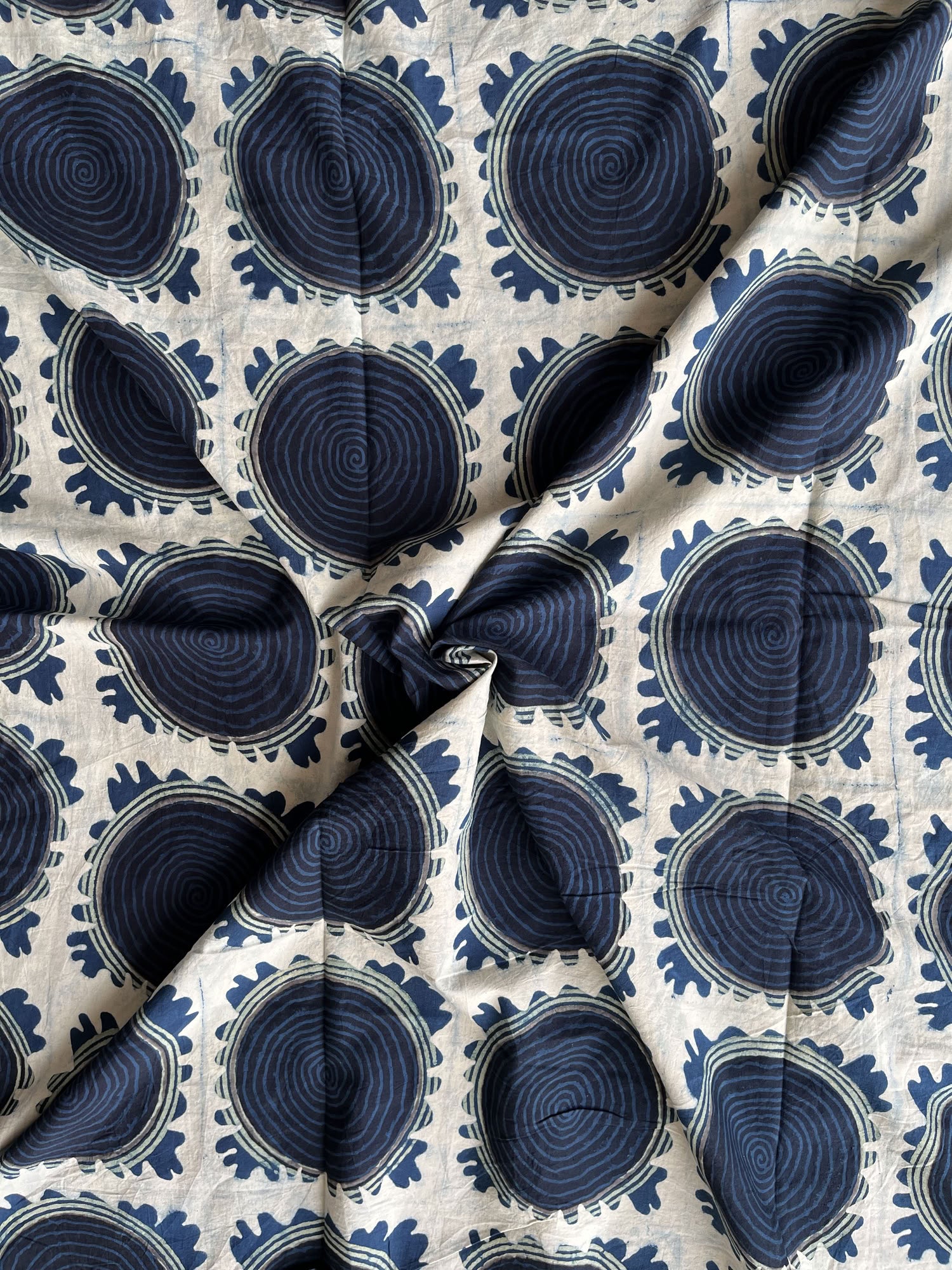 Blue Ajrakh Hand Block Print Cotton Fabric | Natural Dyes