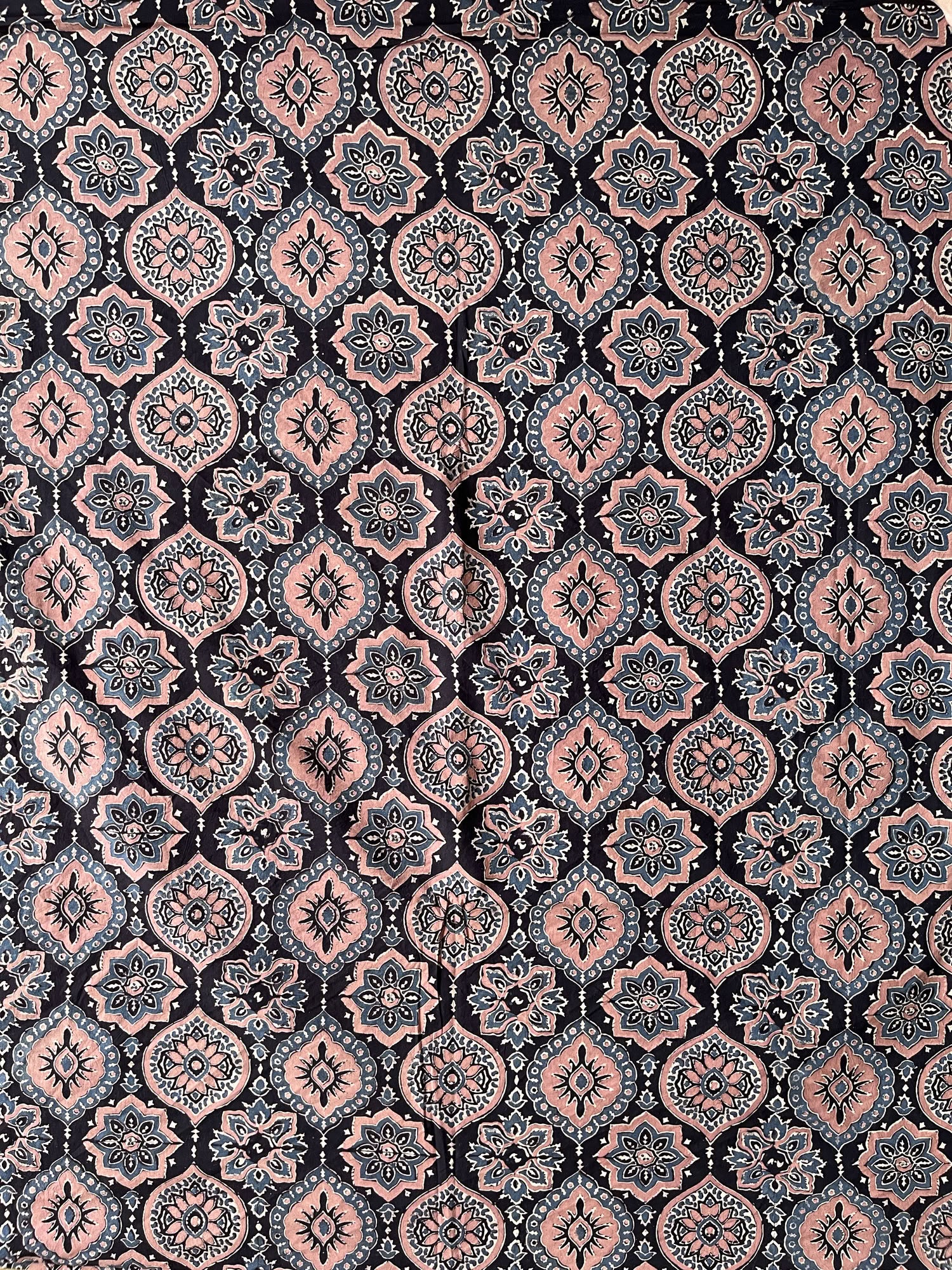 Ajrakh Hand Block Print Cotton Fabric | Natural Dyes