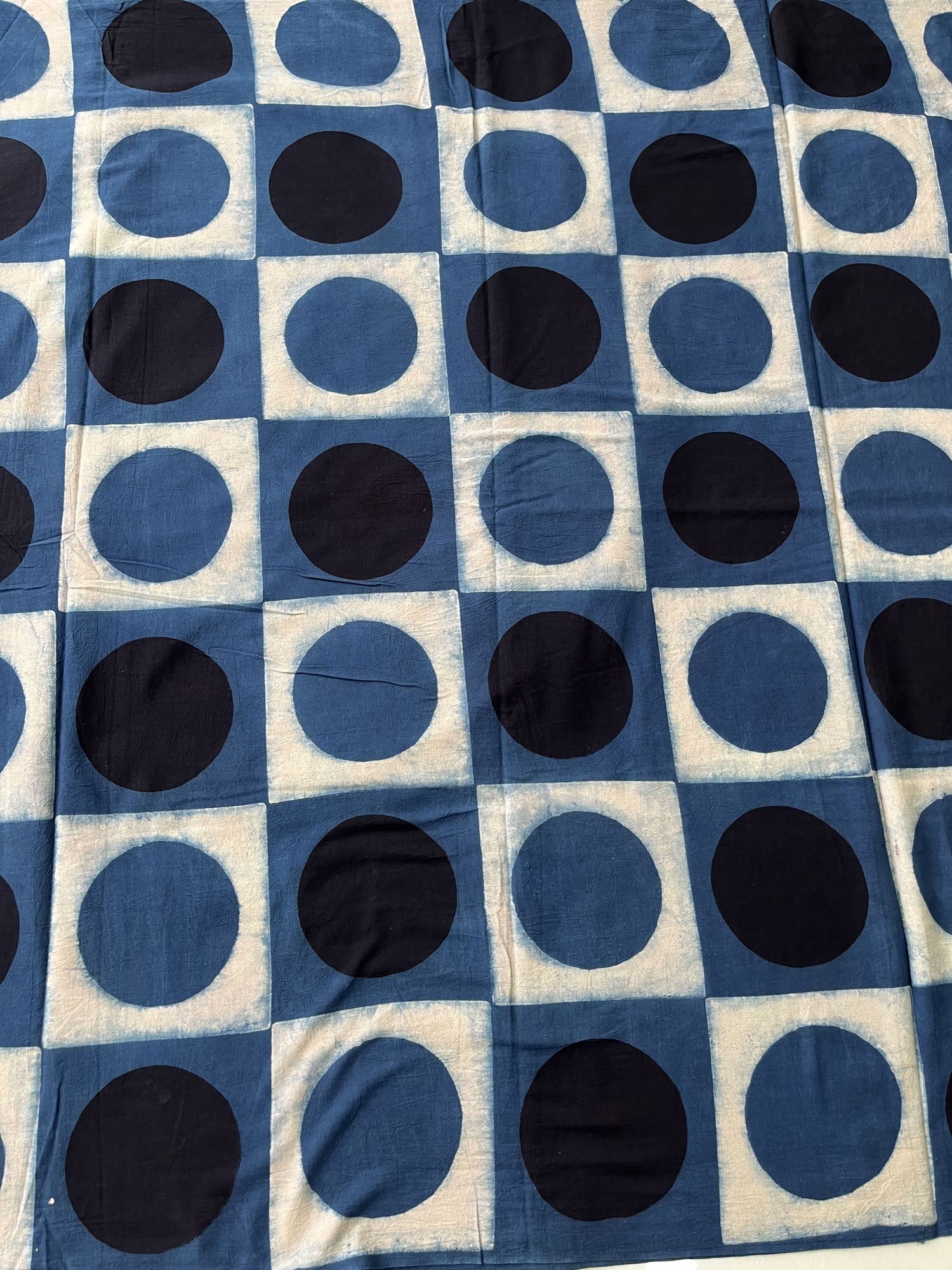 Black Blue Ajrakh Hand Block Print Cotton Fabric | Natural Dyes