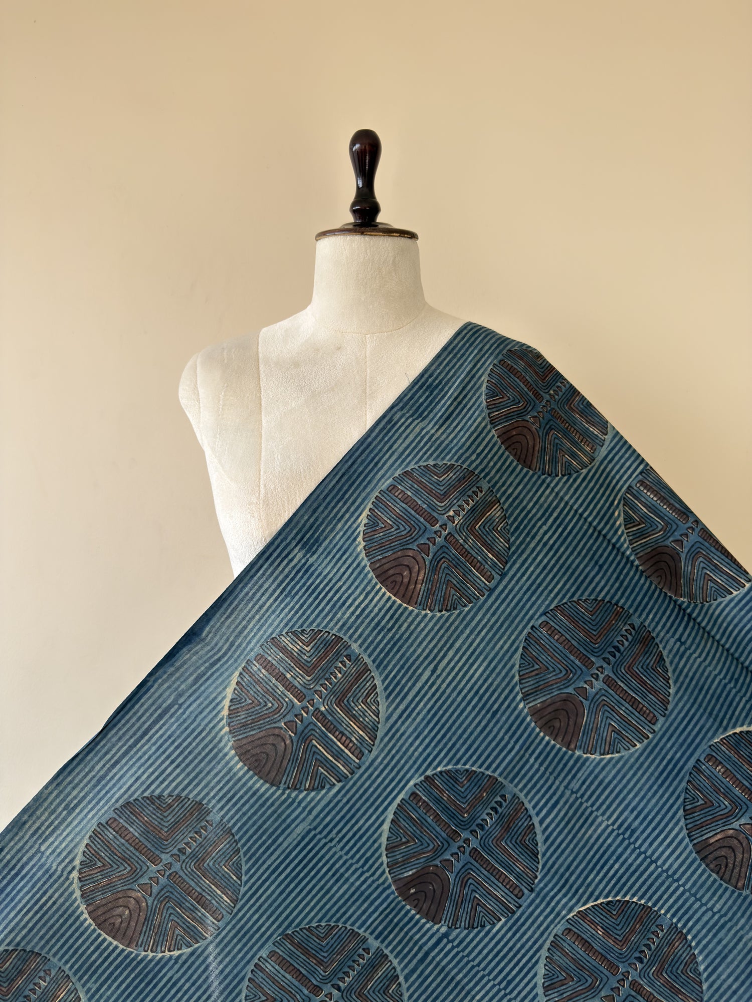 Blue Ajrakh Hand Block Print Cotton Fabric | Natural Dyes