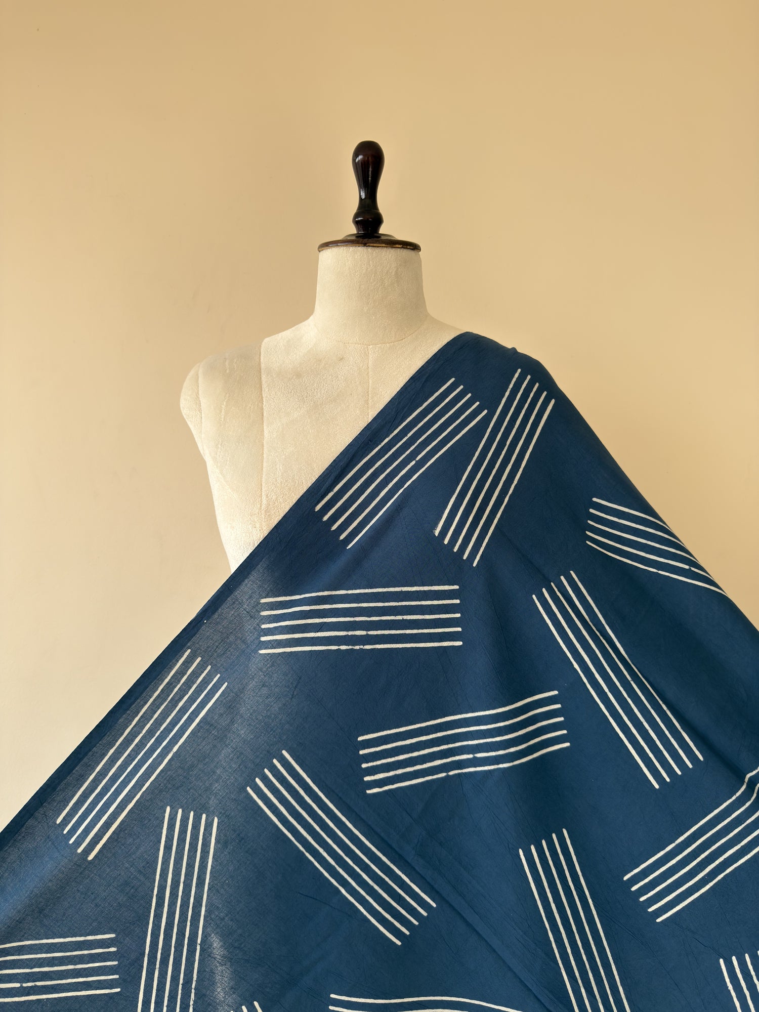 Blue Ajrakh Hand Block Print Cotton Fabric | Natural Dyes