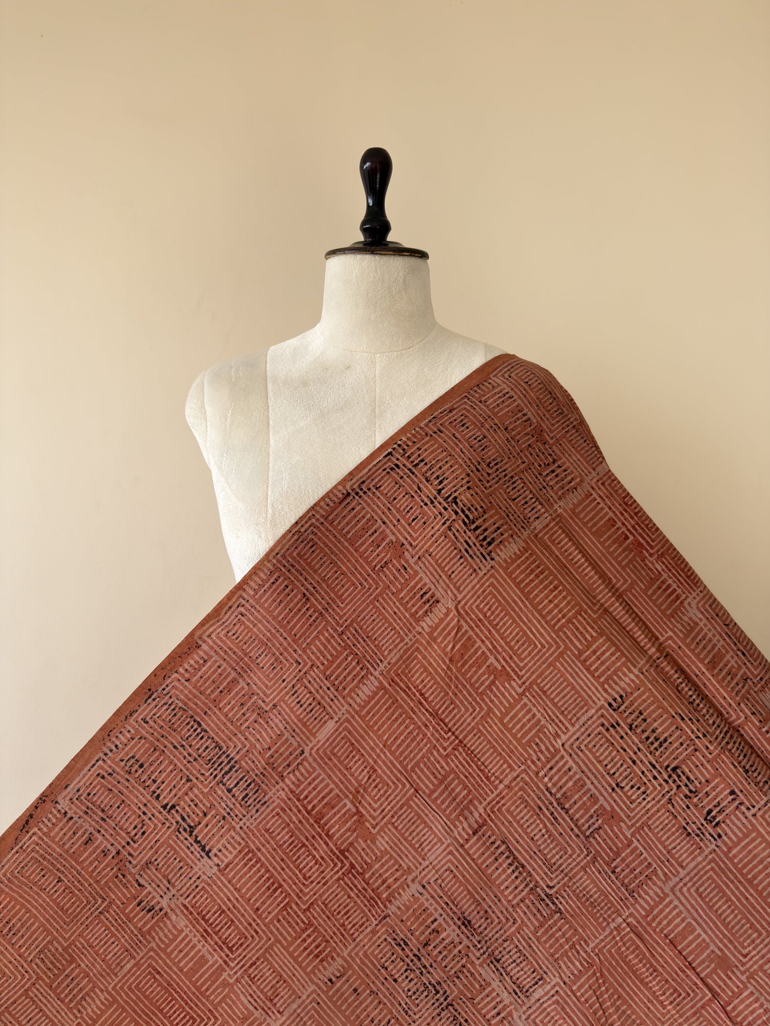 Rust Ajrakh Hand Block Print Cotton Fabric | Natural Dyes