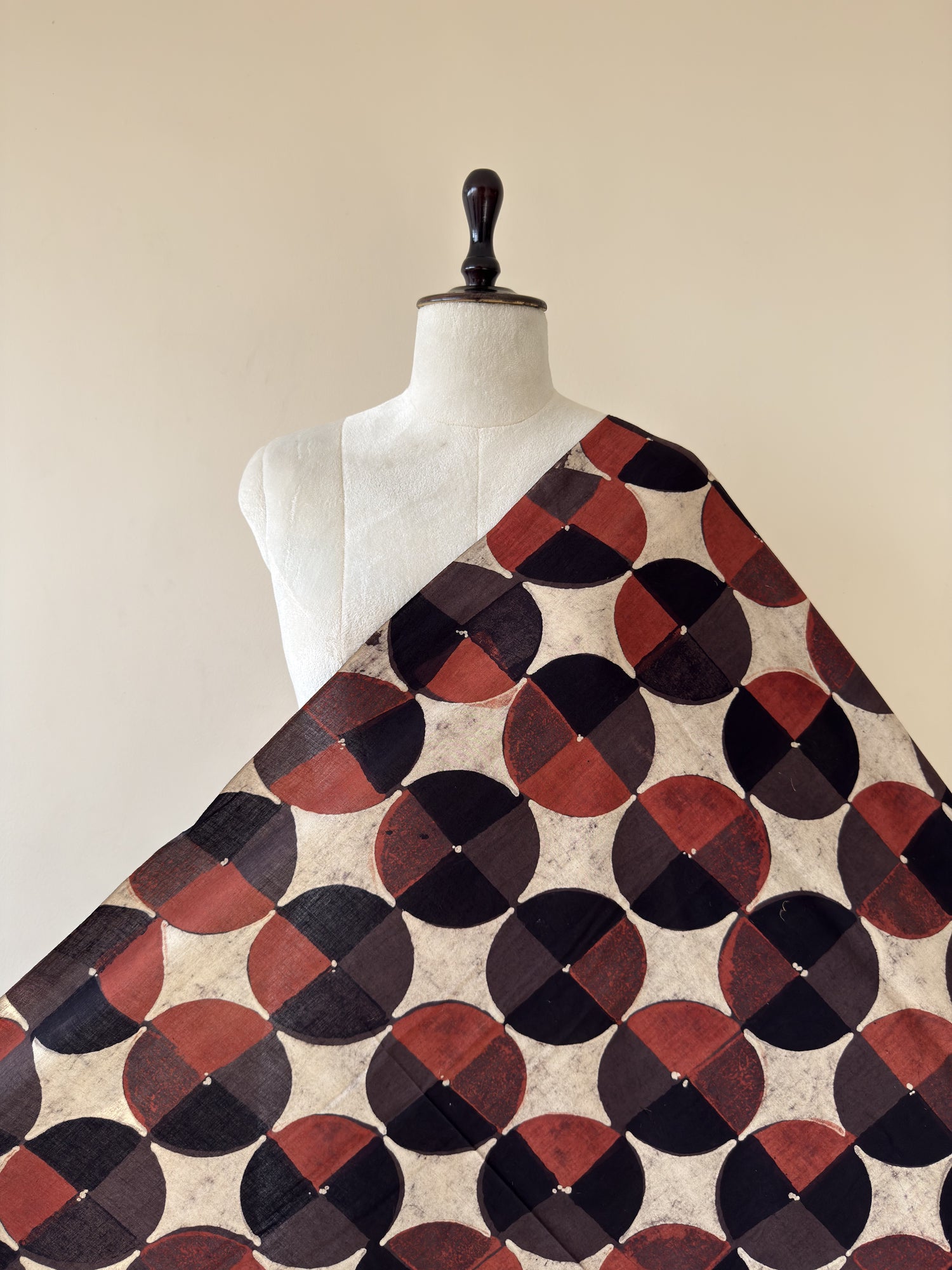 Red Ajrakh Hand Block Print Cotton Fabric | Natural Dyes