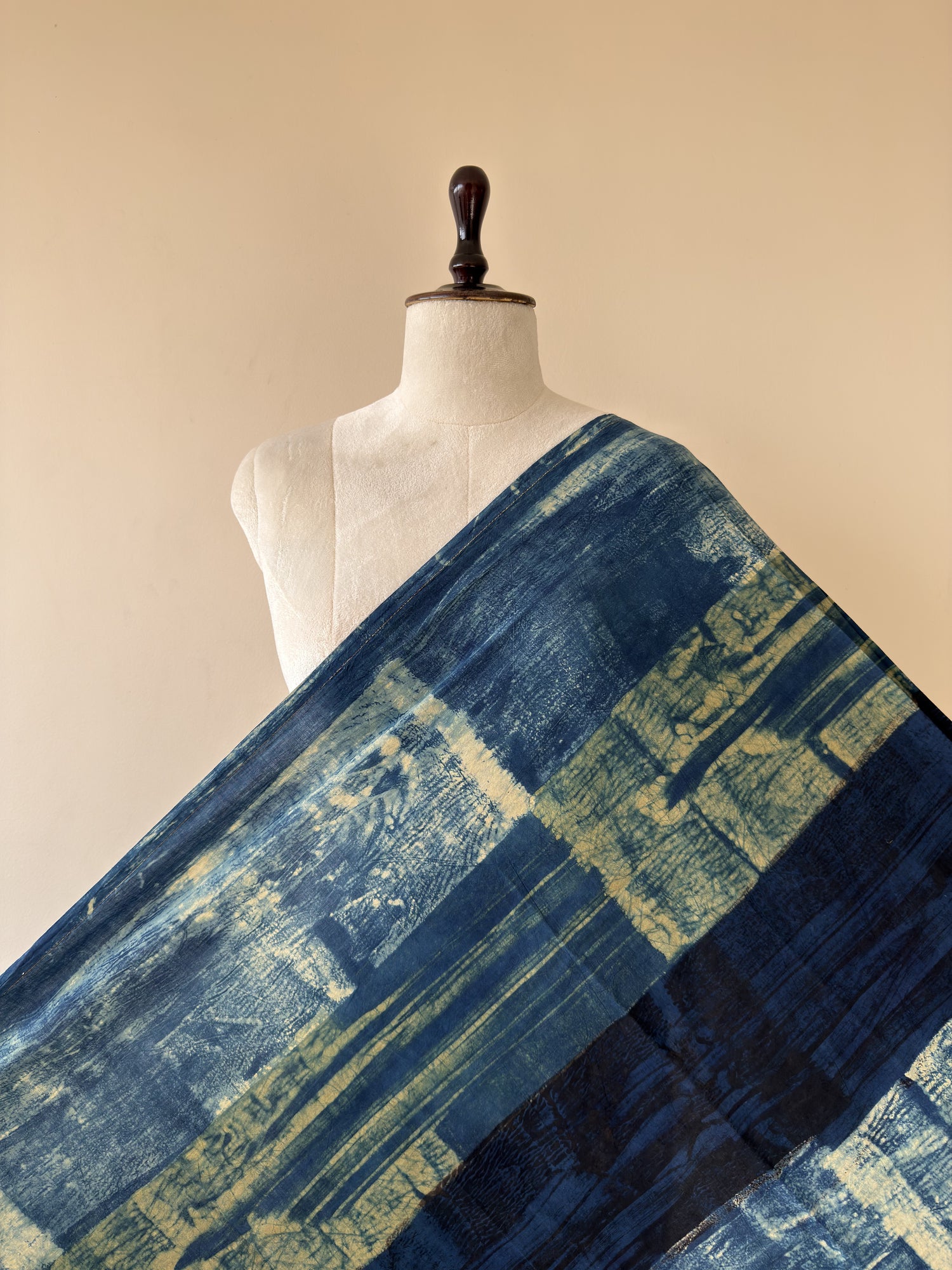 Blue Ajrakh Hand Block Print Cotton Fabric | Natural Dyes