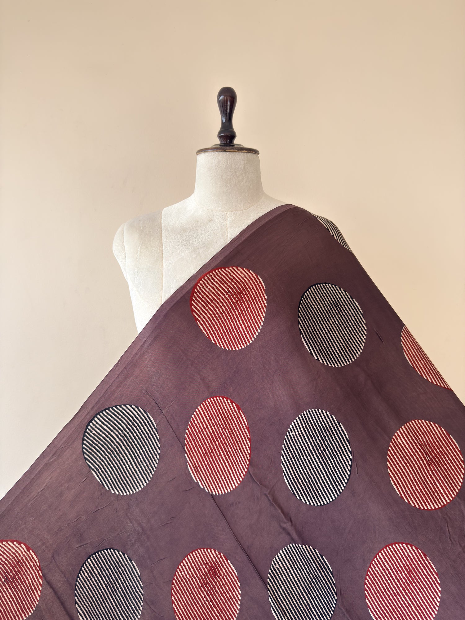 Multicolor Ajrakh Hand Block Print Modal Silk Fabric | Natural Dyes